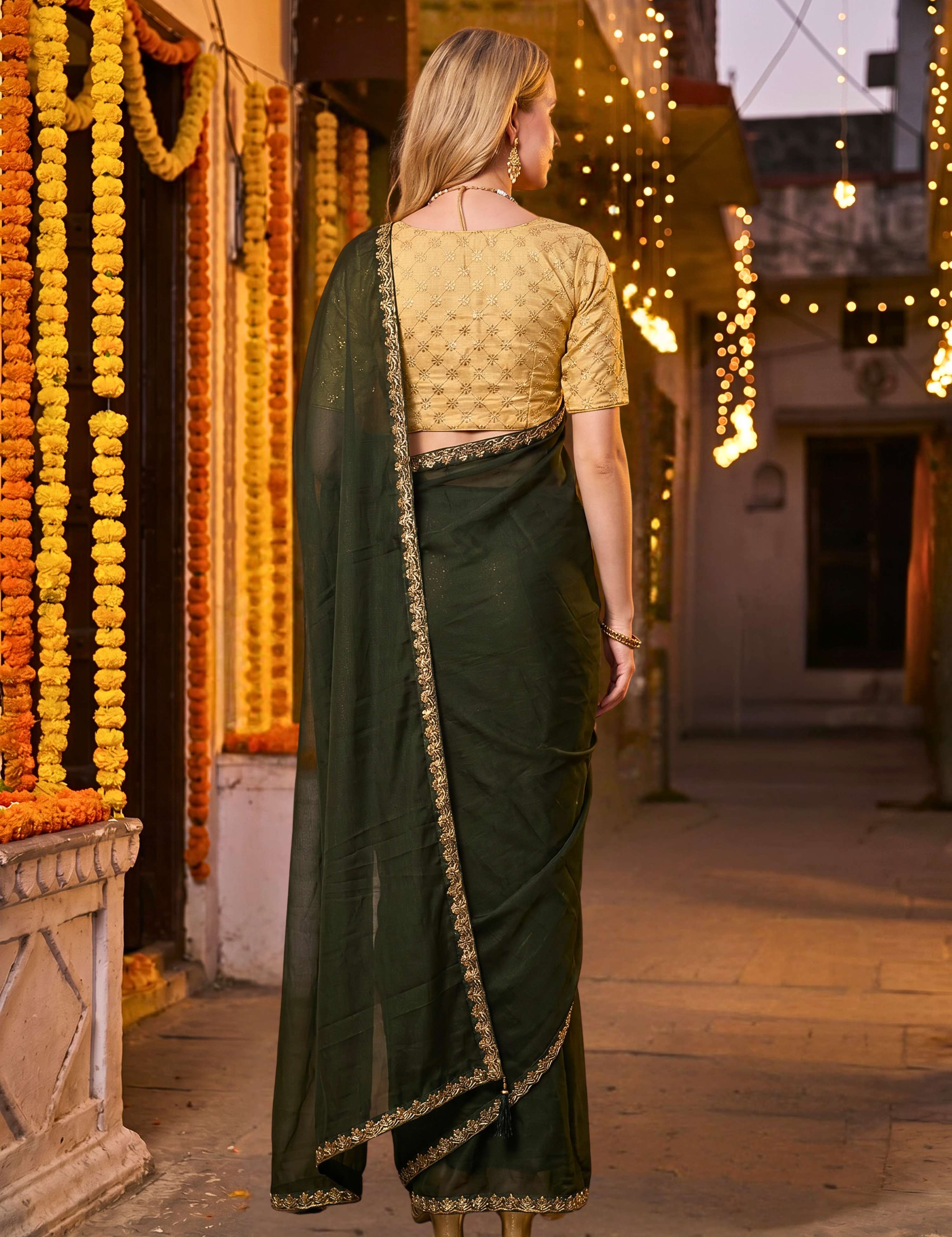 Tissue Georgette Crepe Silk Saree