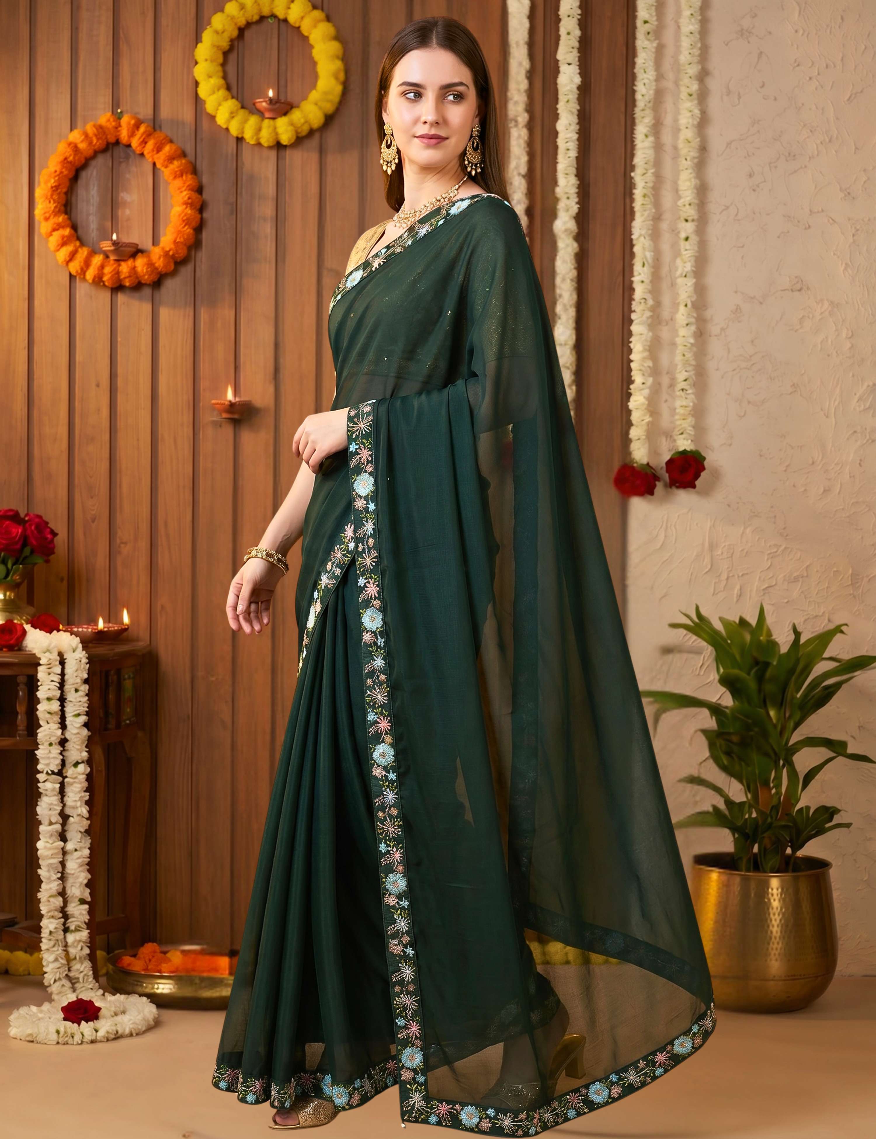 Tissue Georgette Crepe Silk Saree