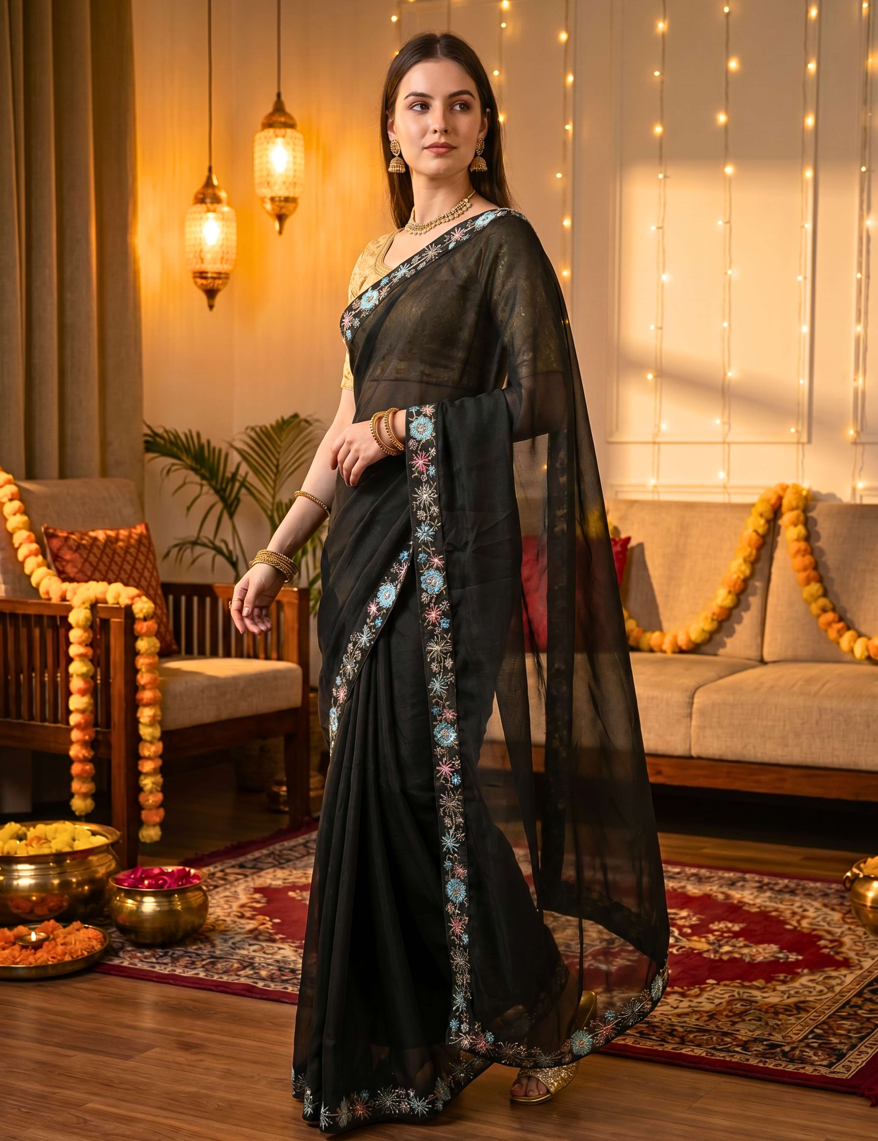 Tissue Georgette Crepe Silk Saree