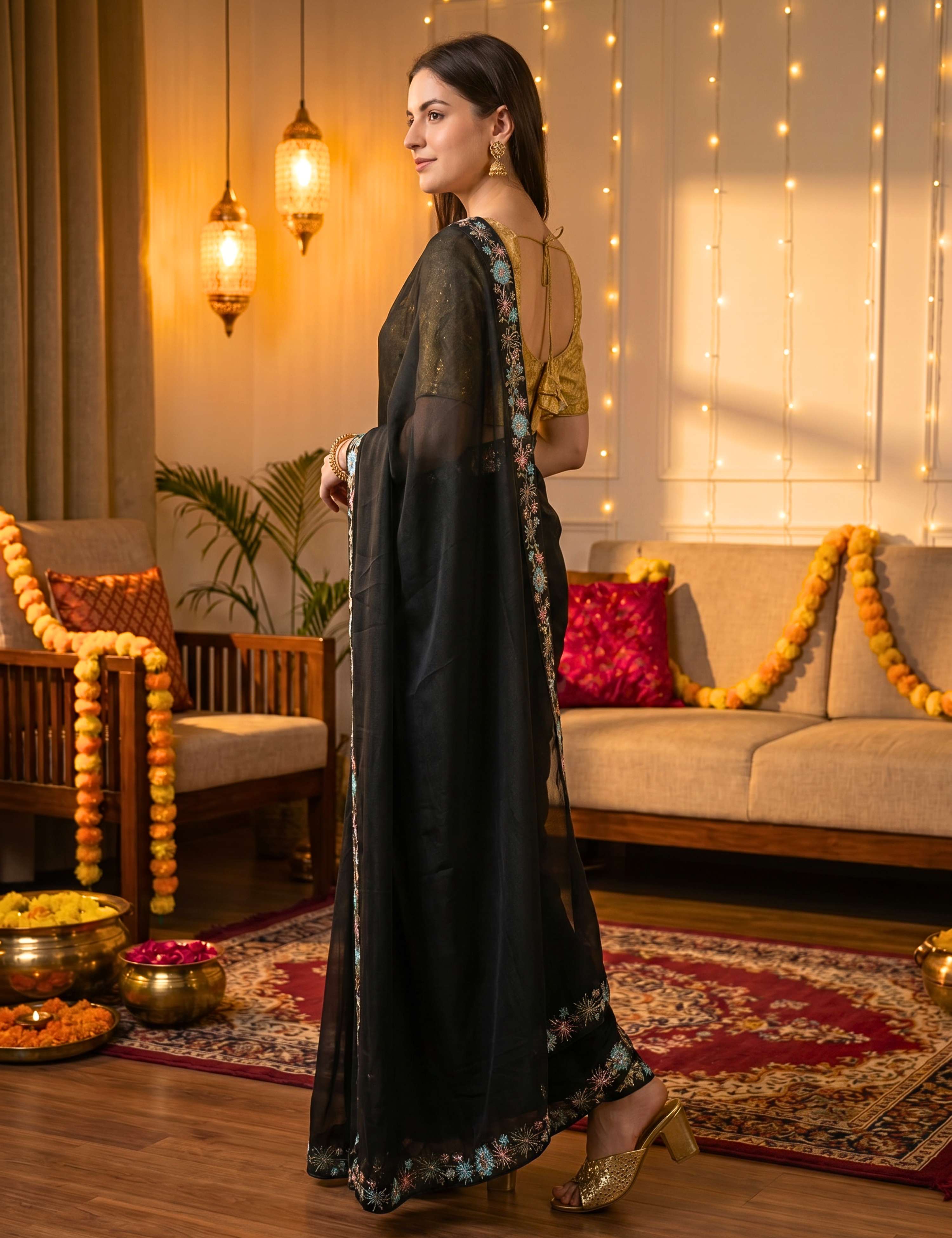 Tissue Georgette Crepe Silk Saree