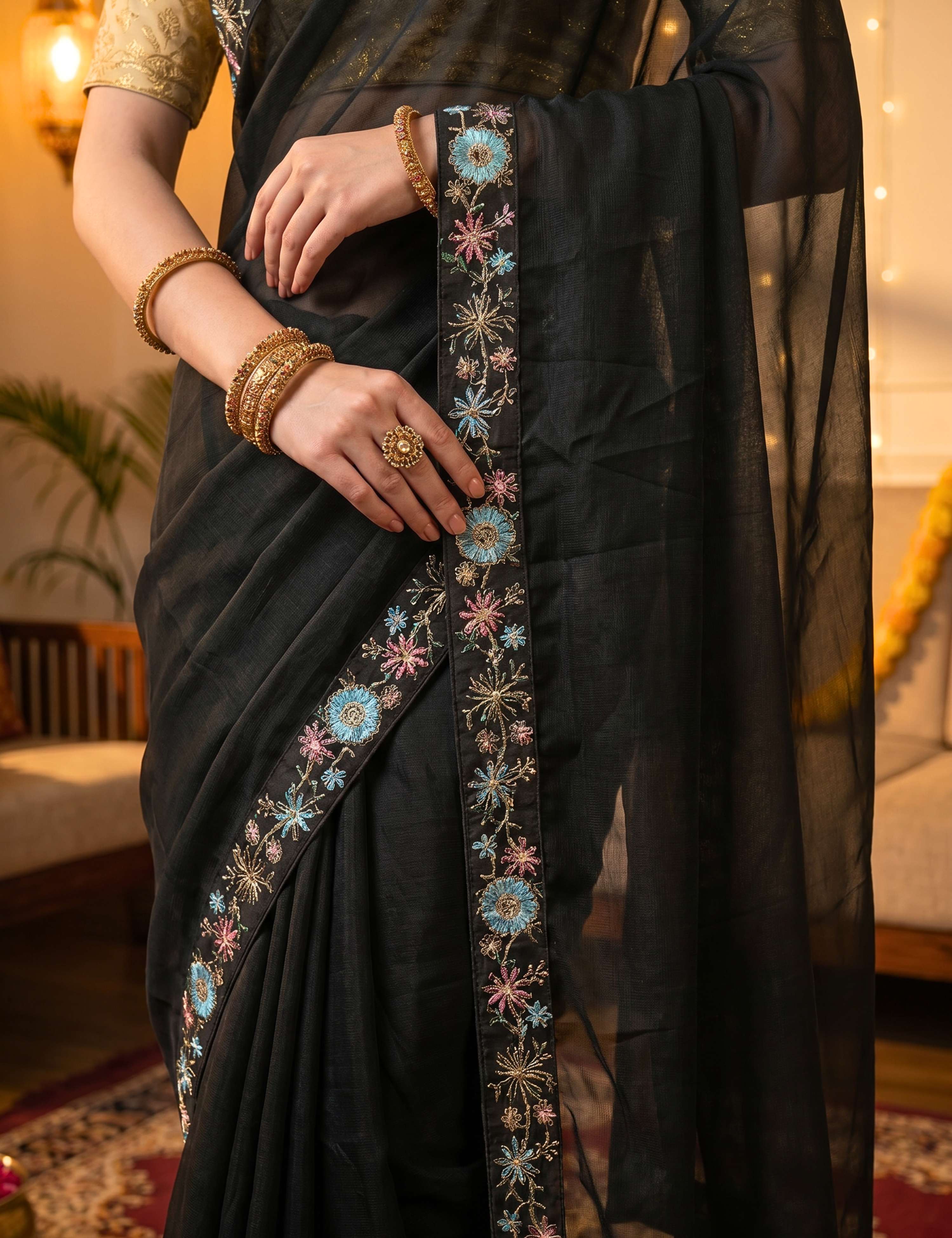 Tissue Georgette Crepe Silk Saree