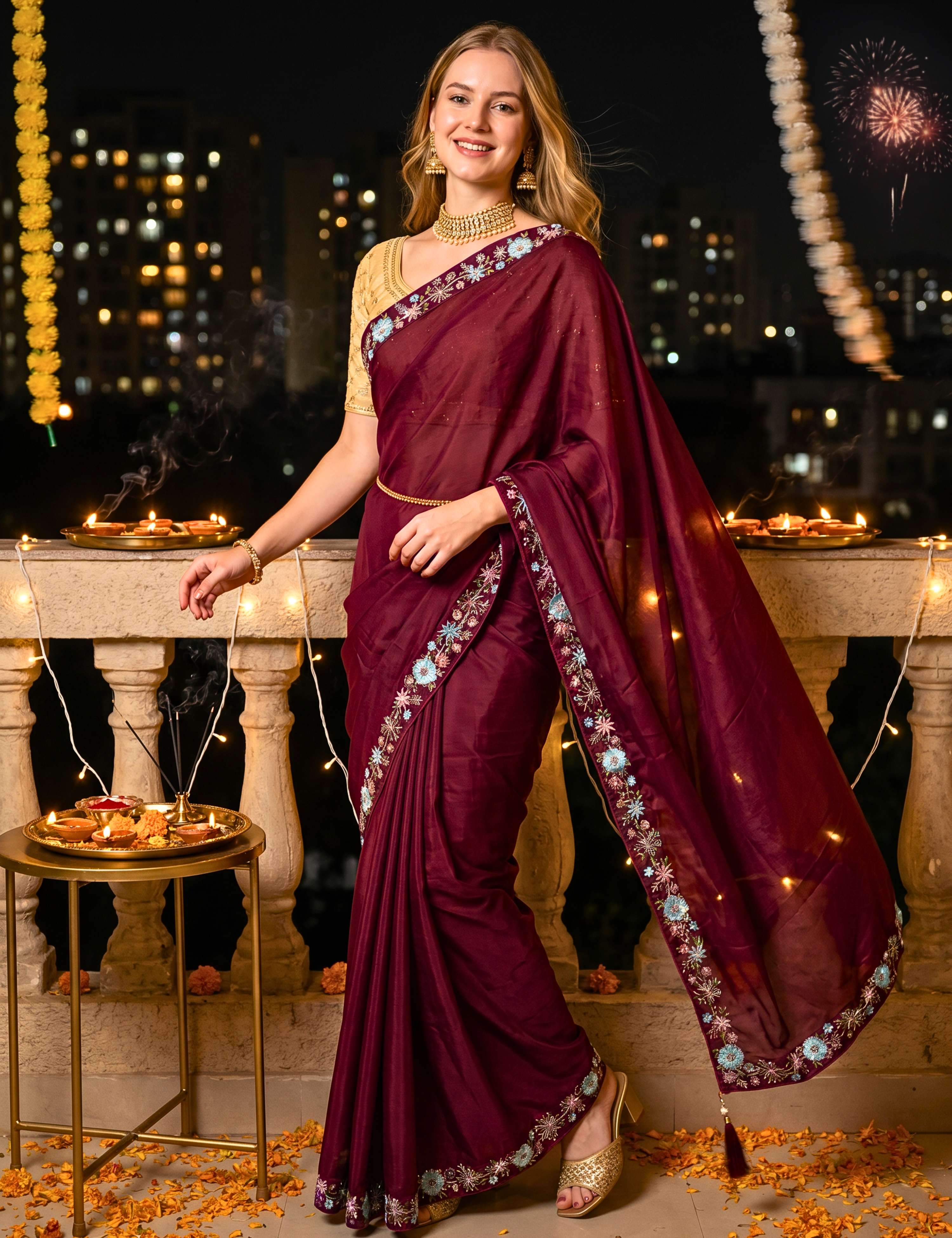 Tissue Georgette Crepe Silk Saree
