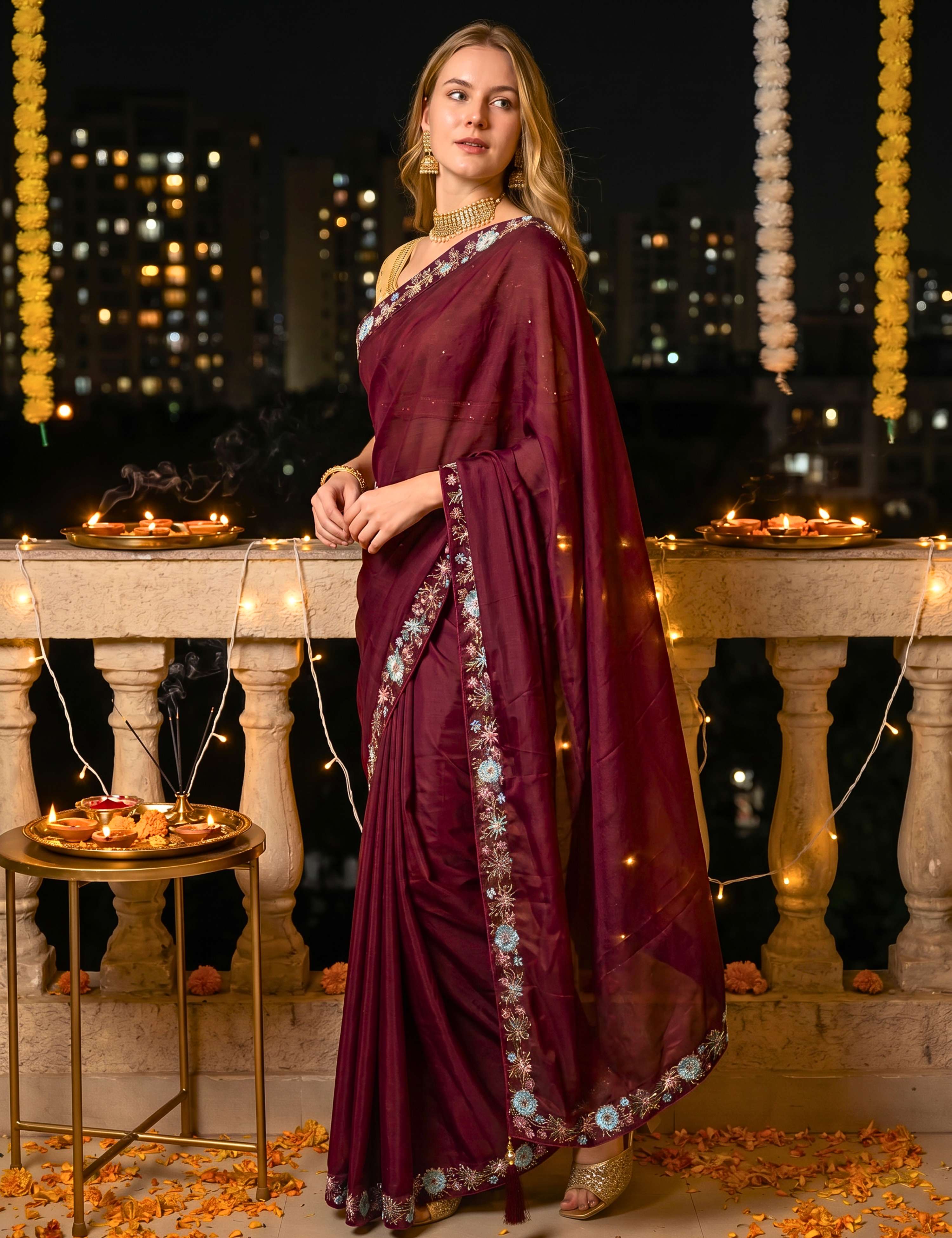 Tissue Georgette Crepe Silk Saree
