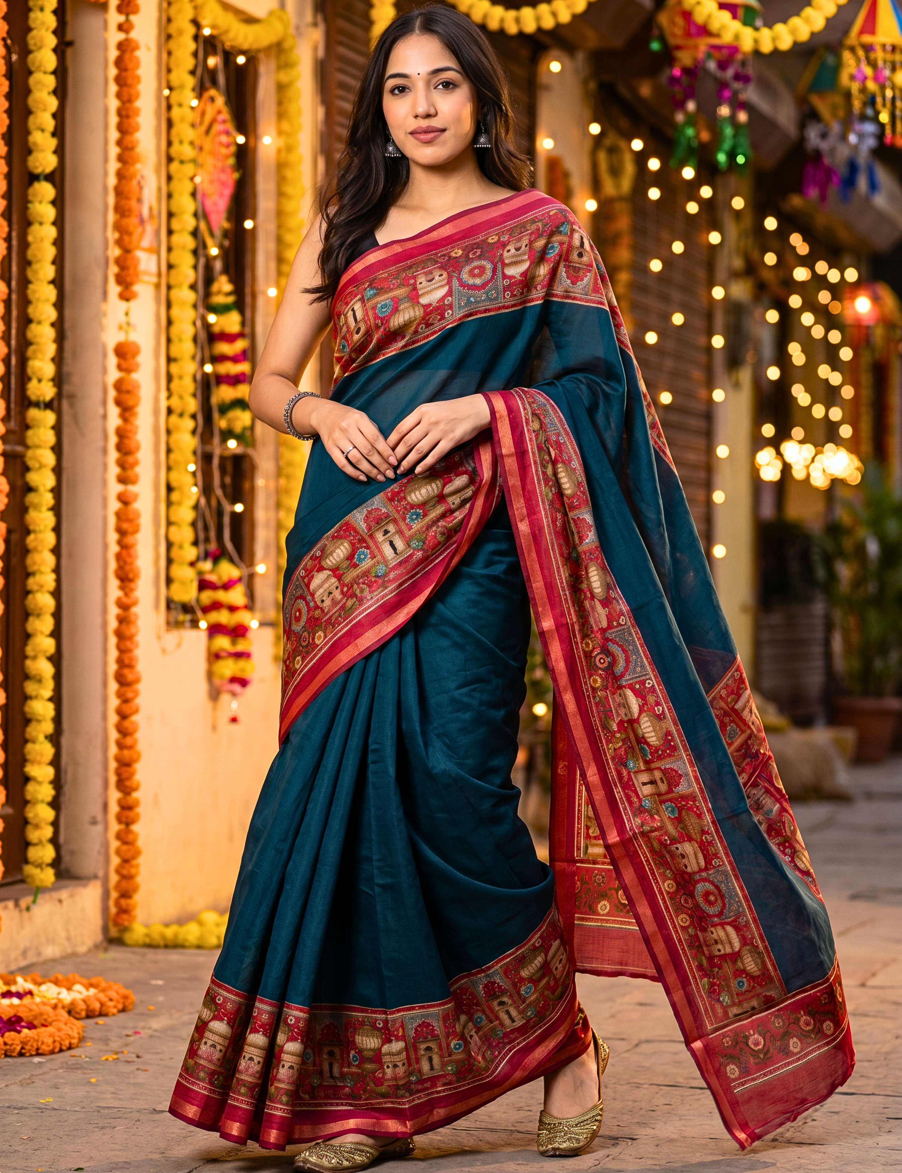 Solid Viscose Cotton Saree