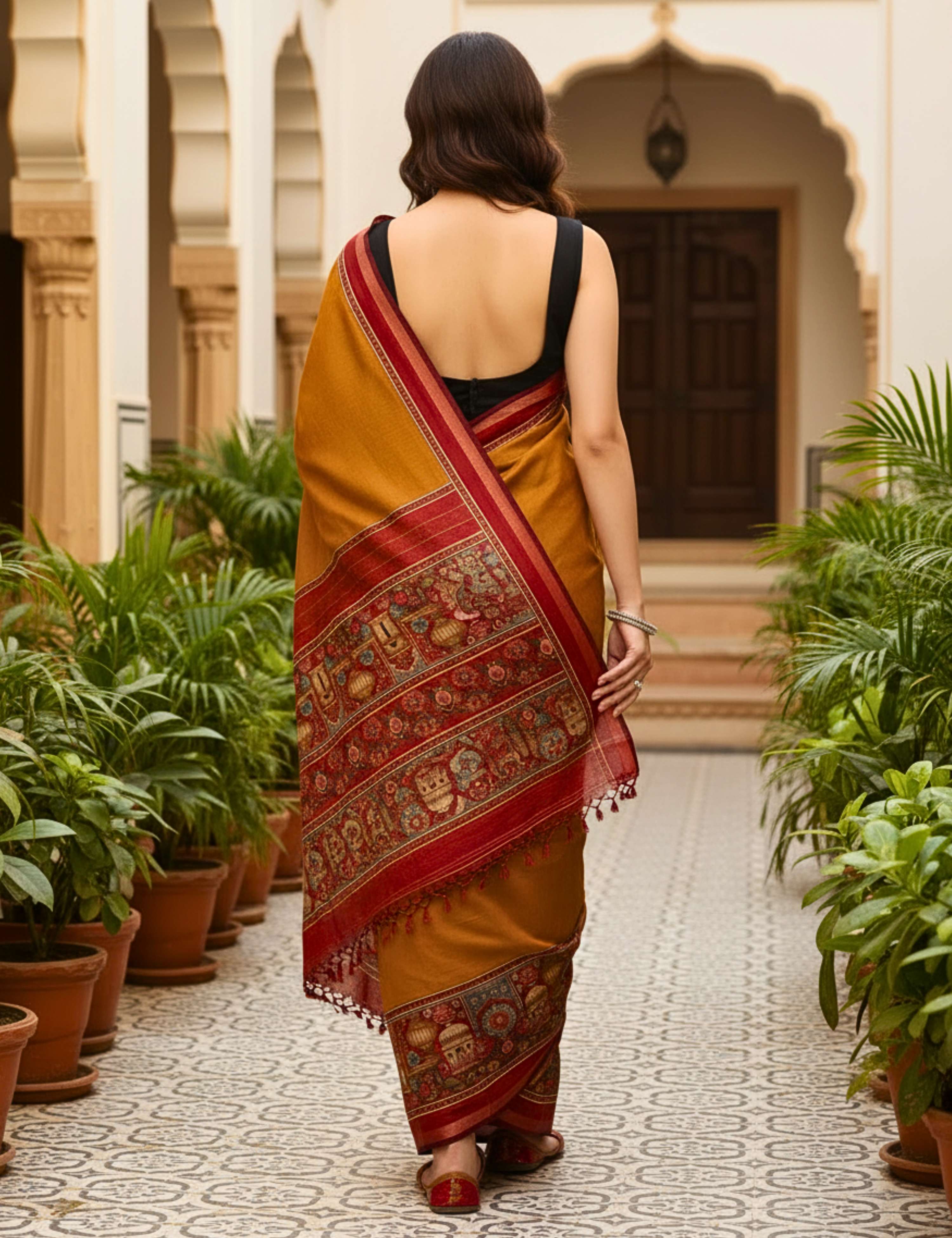 Solid Viscose Cotton Saree