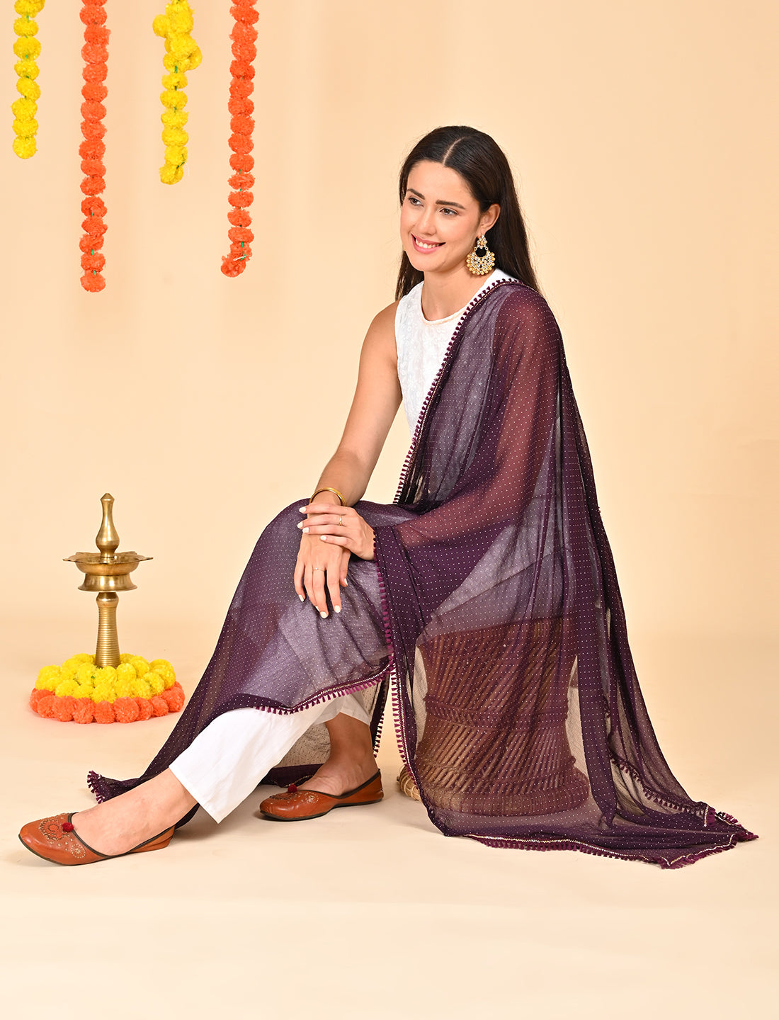Ditsy Dots Chiffon Dupatta