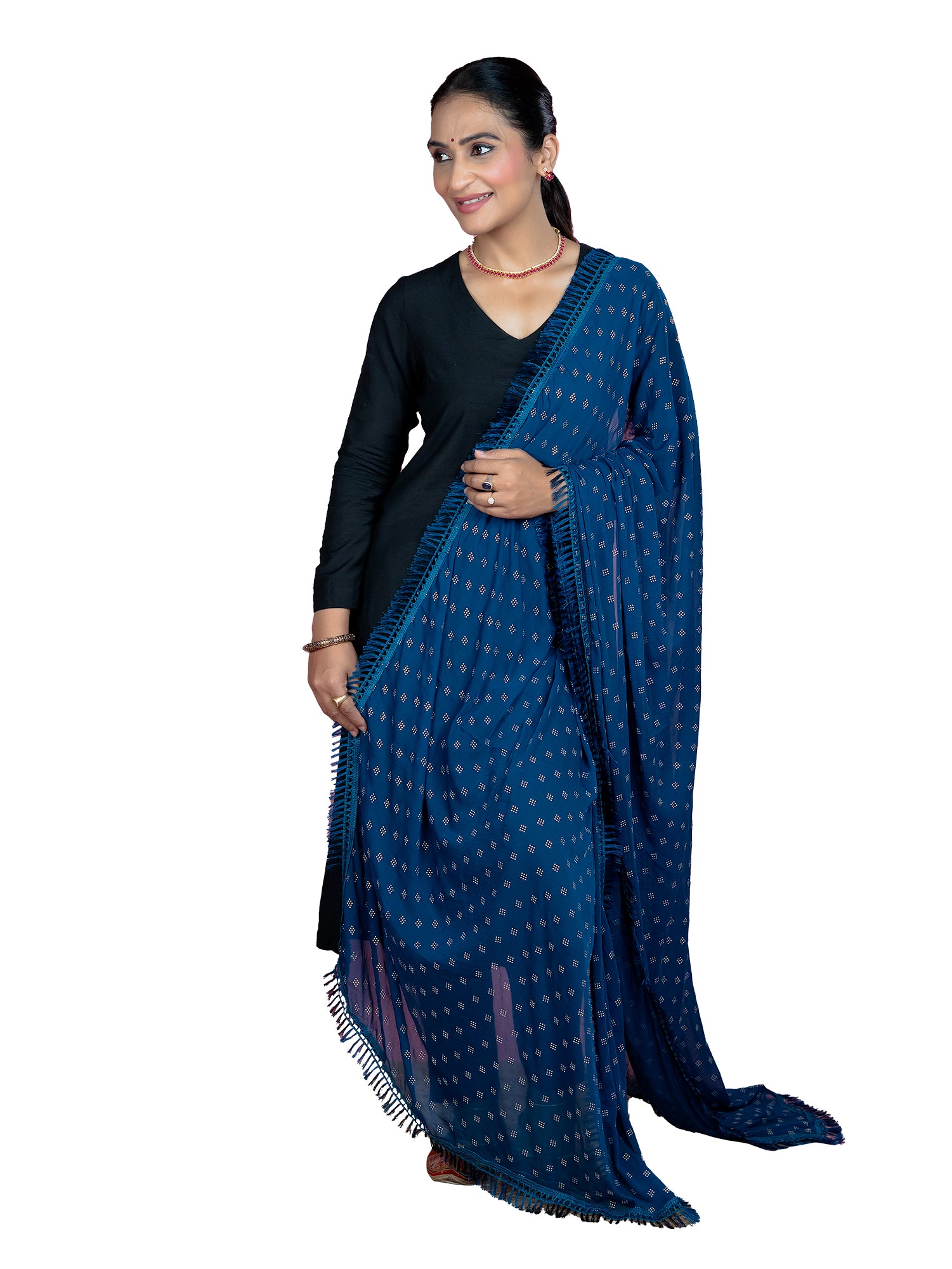 Geometric Chiffon Dew Drops Dupatta