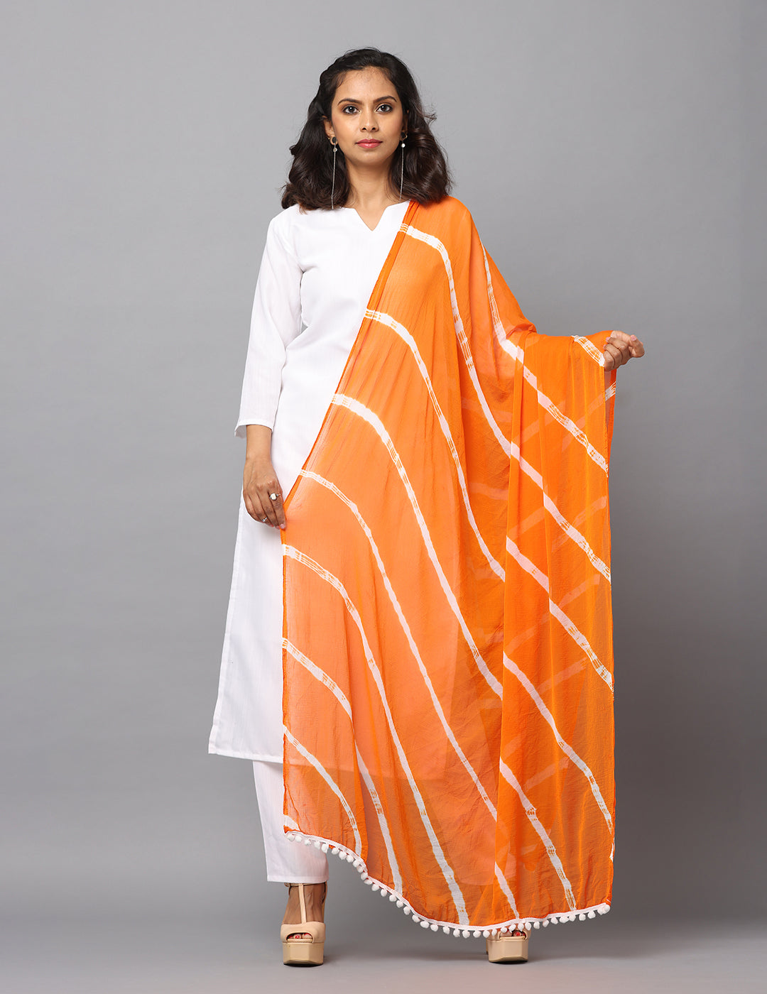 Striped Bandhini Chiffon Dupatta