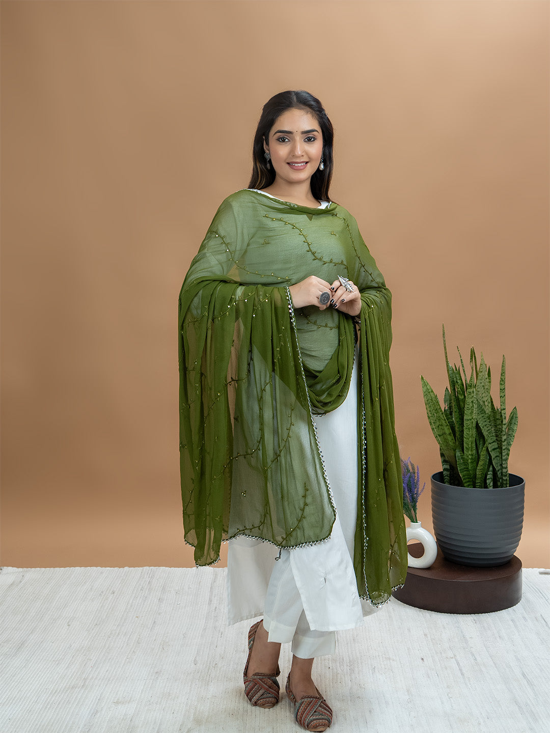 Embroidered Chiffon Dupatta