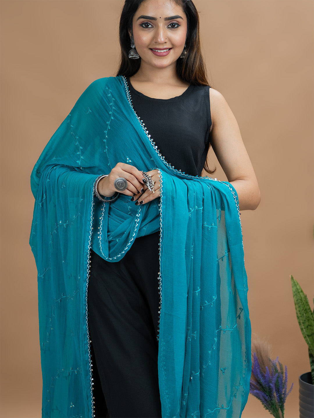 Embroidered Chiffon Dupatta