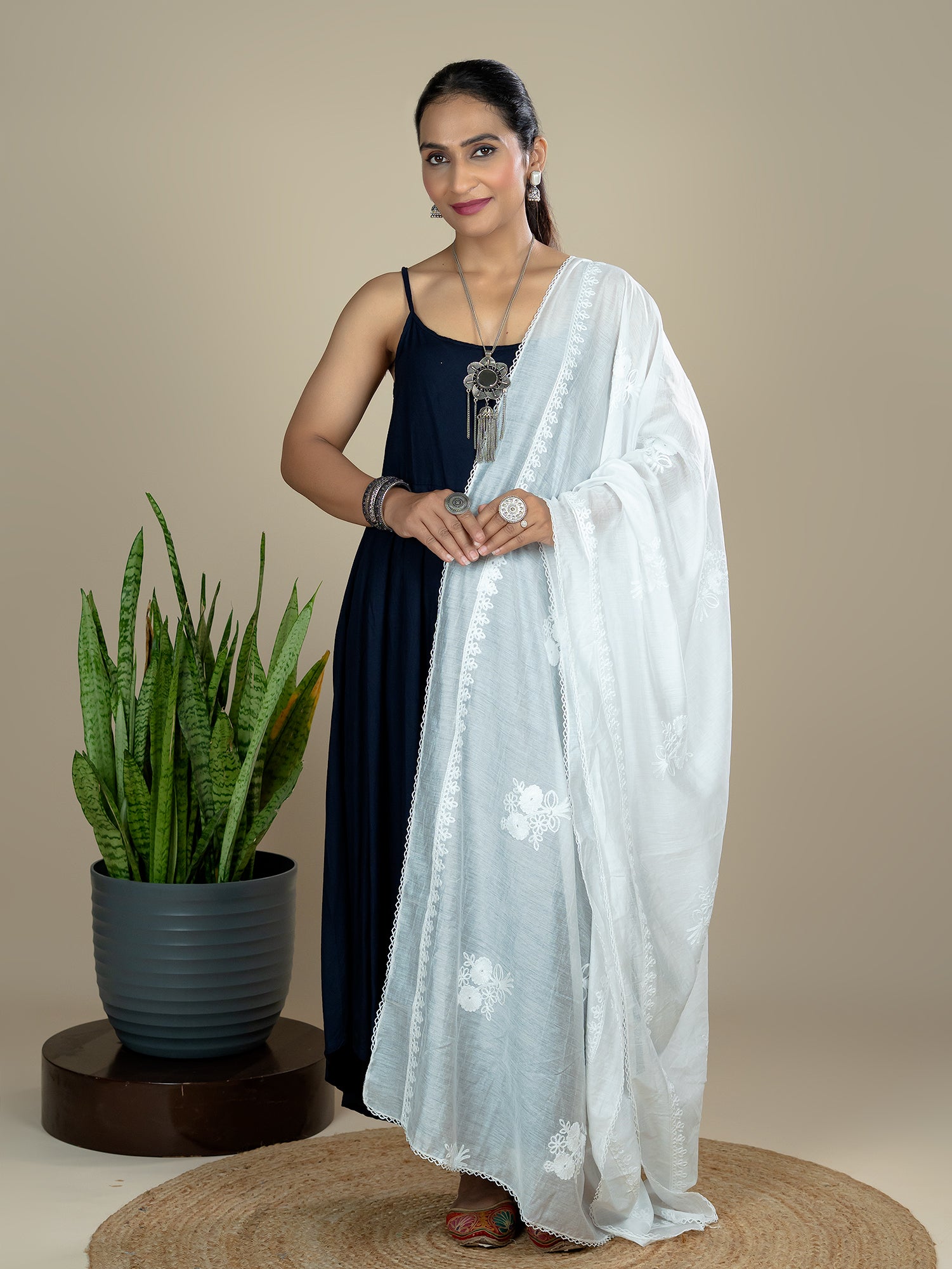 Embroidered Chanderi Dupatta