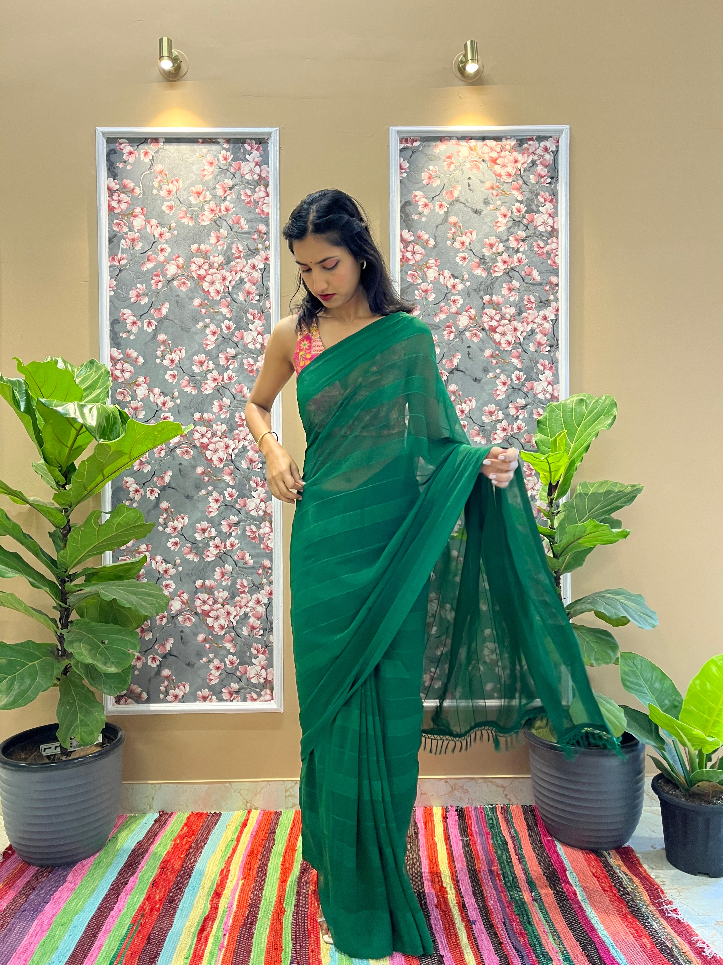 Solid Georgette Saree