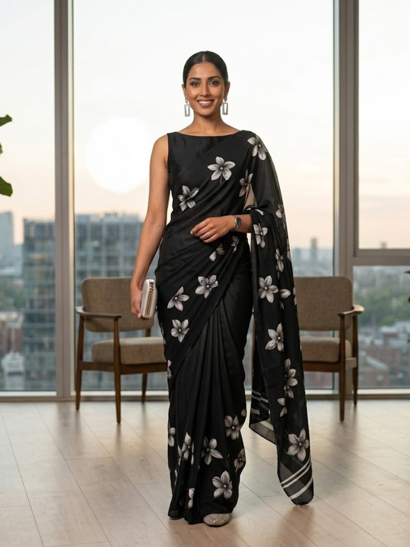 Solid Crepe Silk Saree