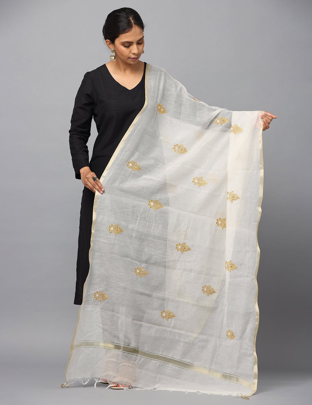 Embroidered Chanderi Dupatta