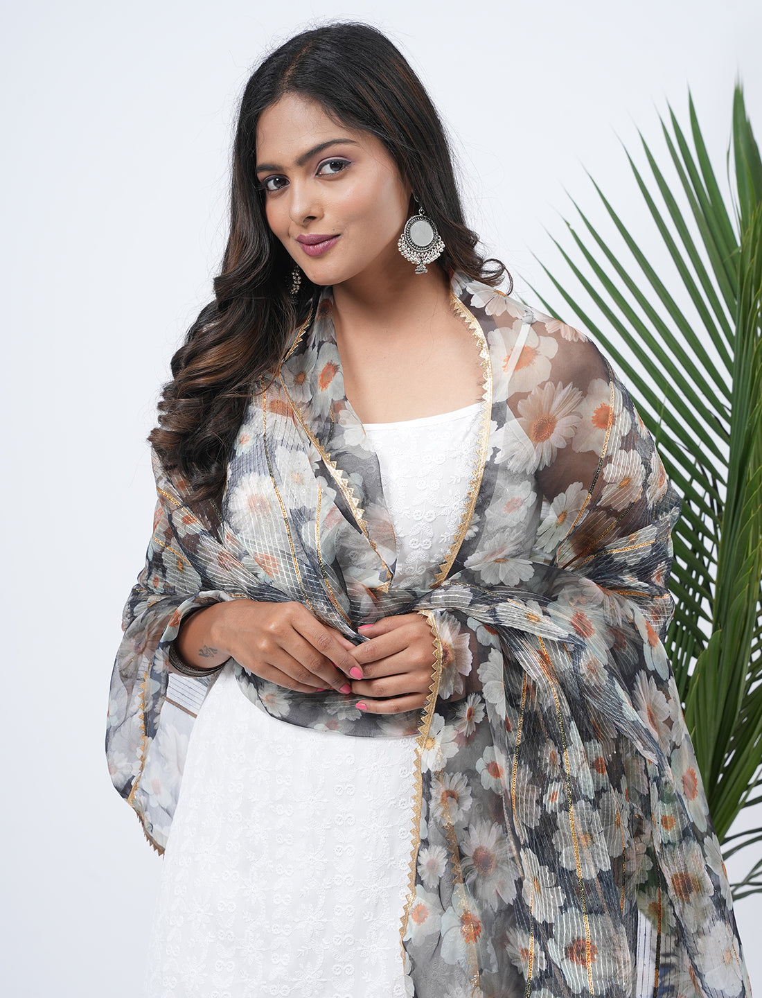 Floral Organza Dupatta