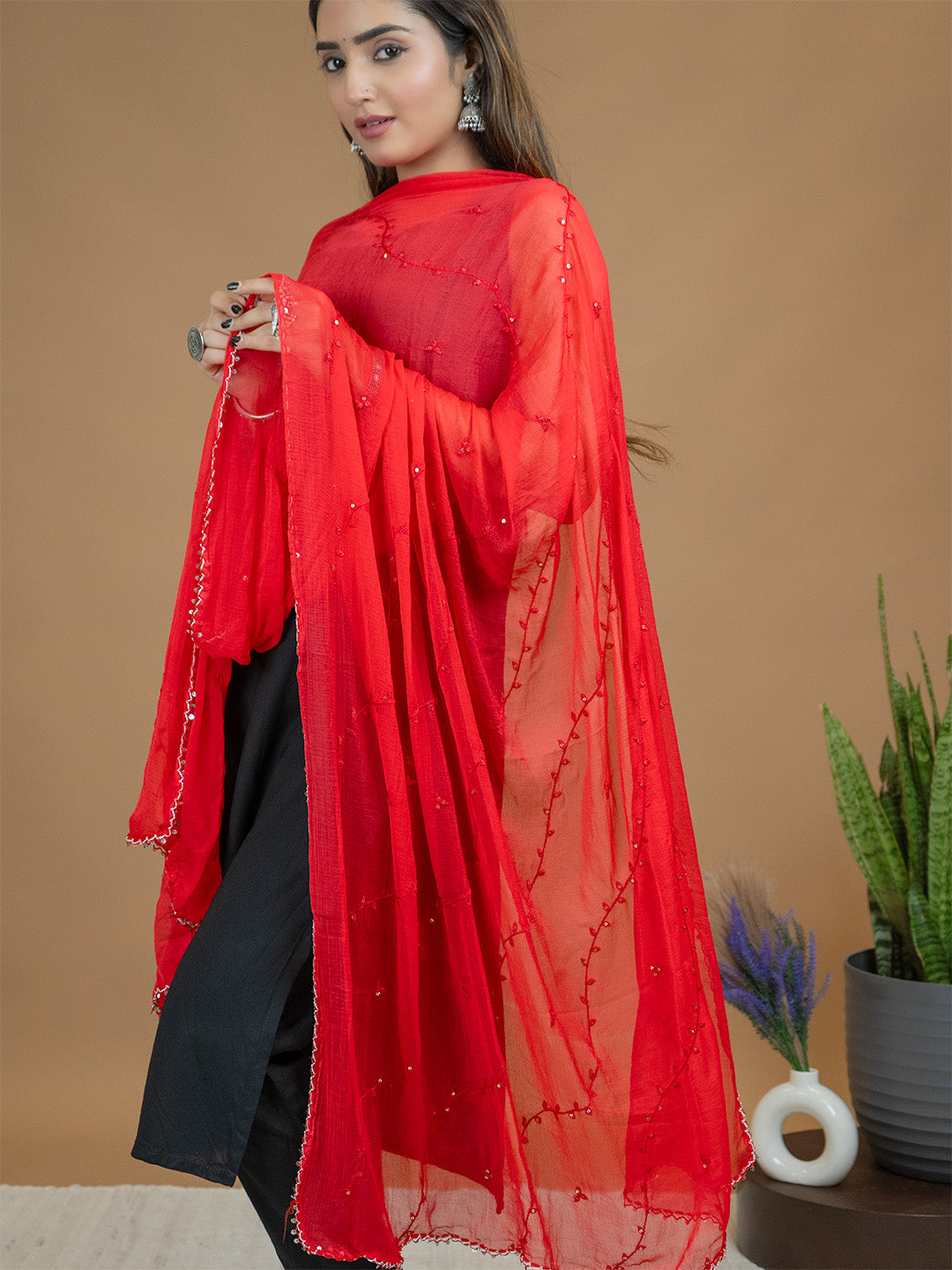 Embroidered Chiffon Dupatta