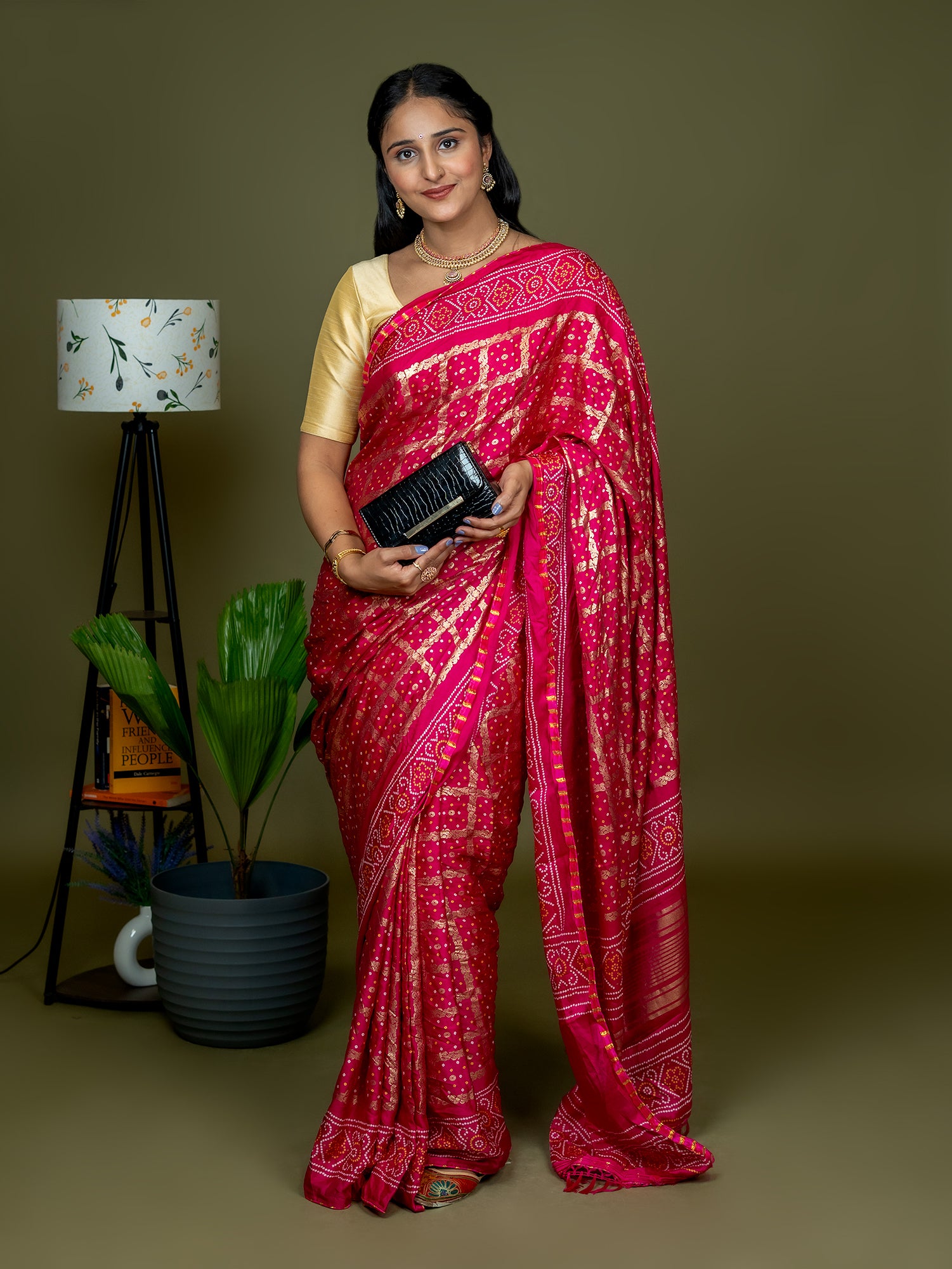 Fuchsia Bandhini Saree