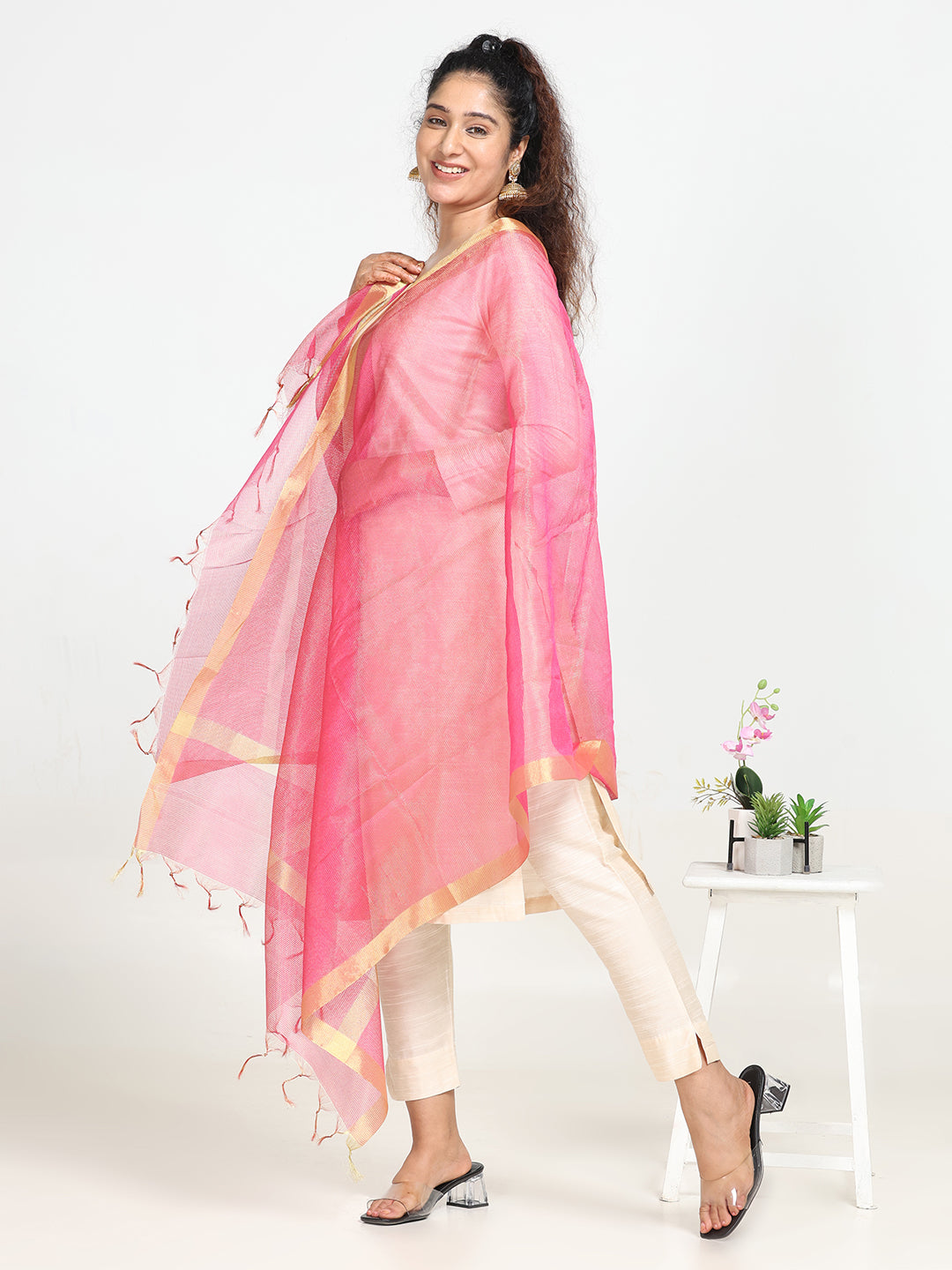 Chanderi Cotton Checkered Dupatta