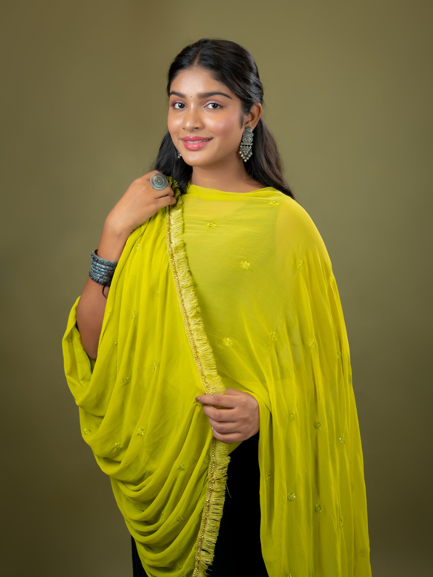 Embroidered Chiffon Dupatta