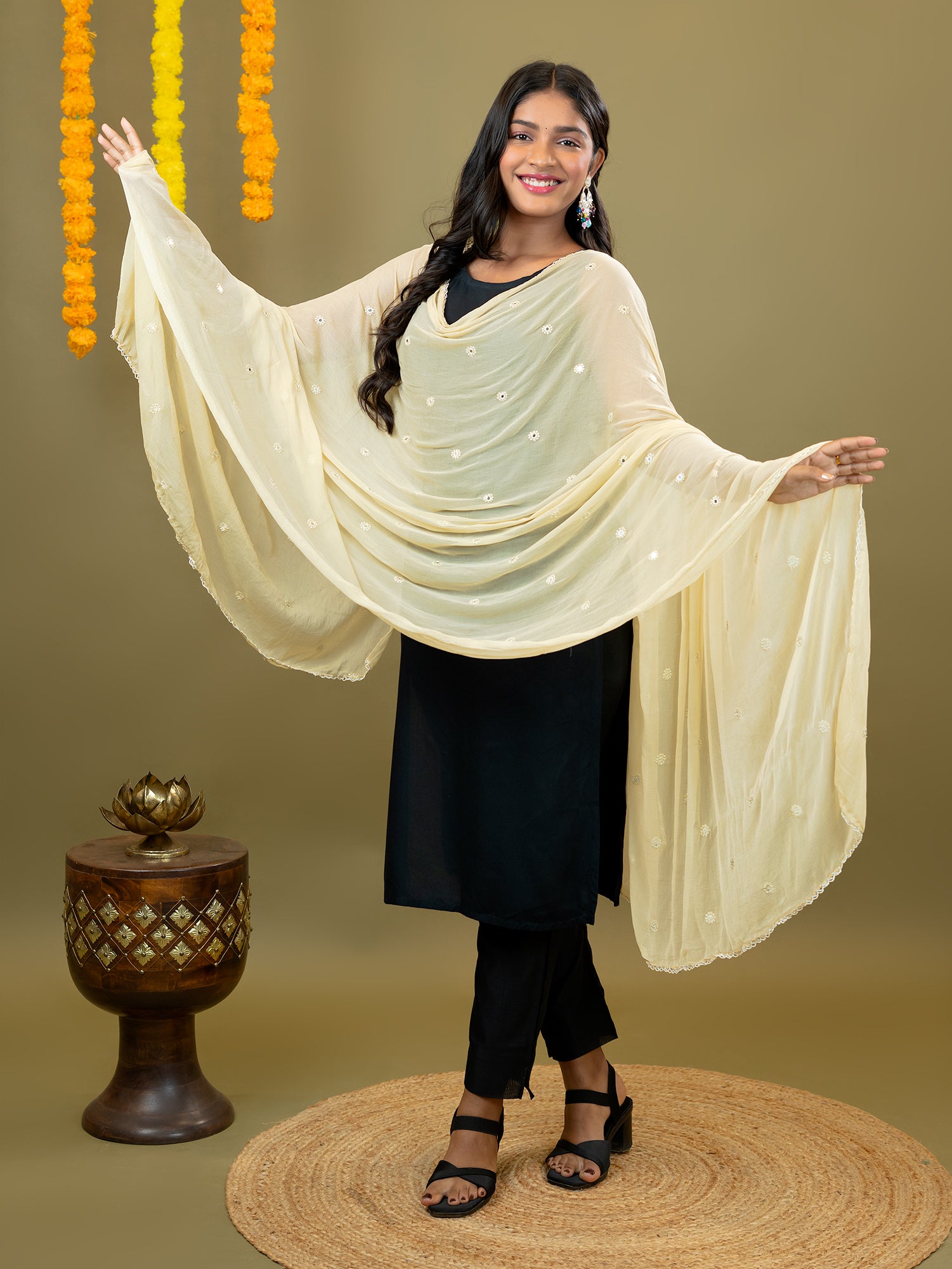 Embroidered Chiffon Dupatta