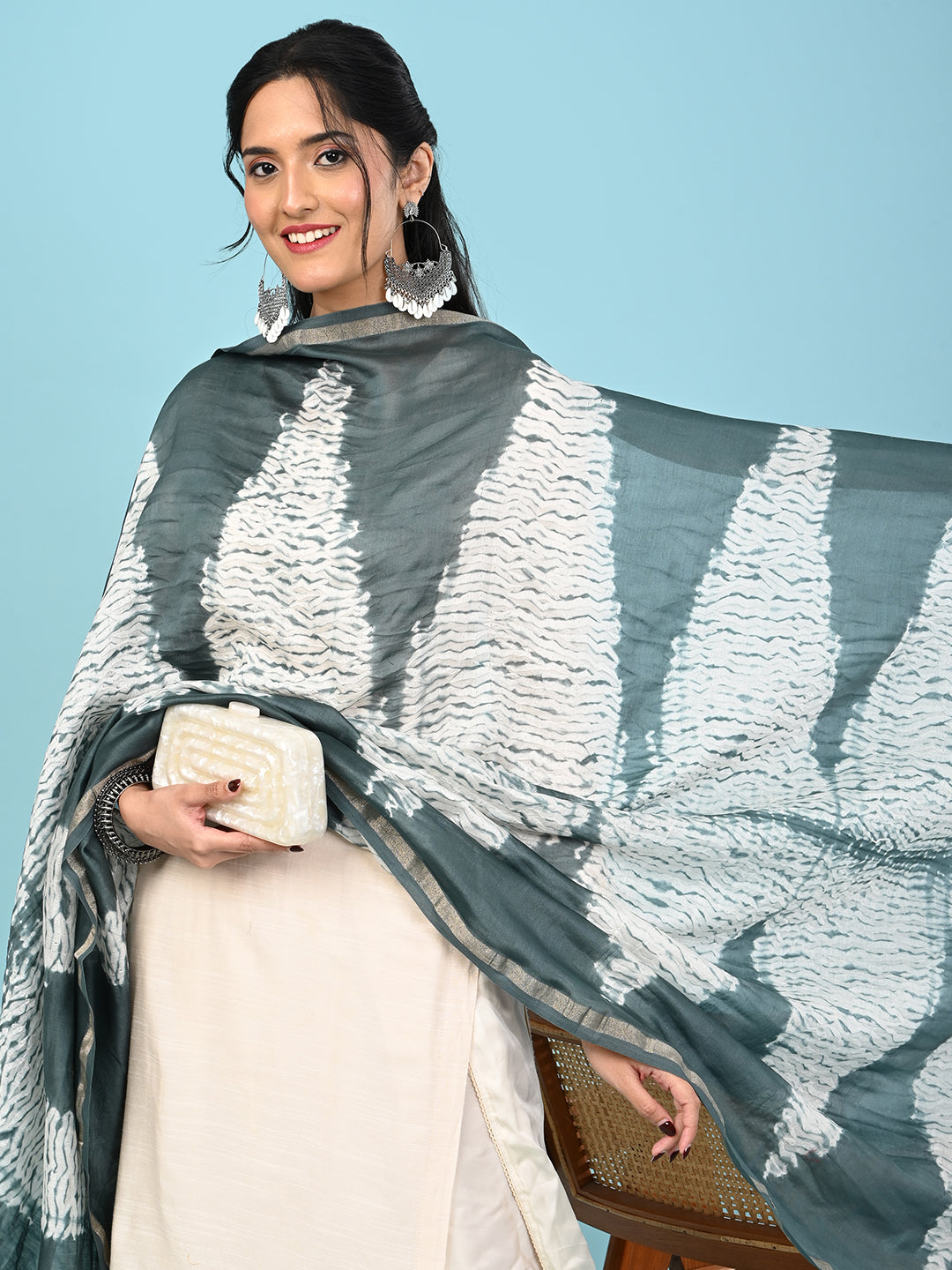 Shibori Chanderi Silk Dupatta
