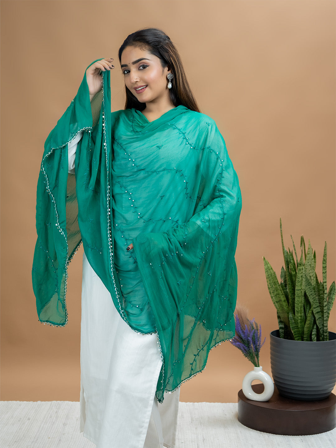 Embroidered Chiffon Dupatta