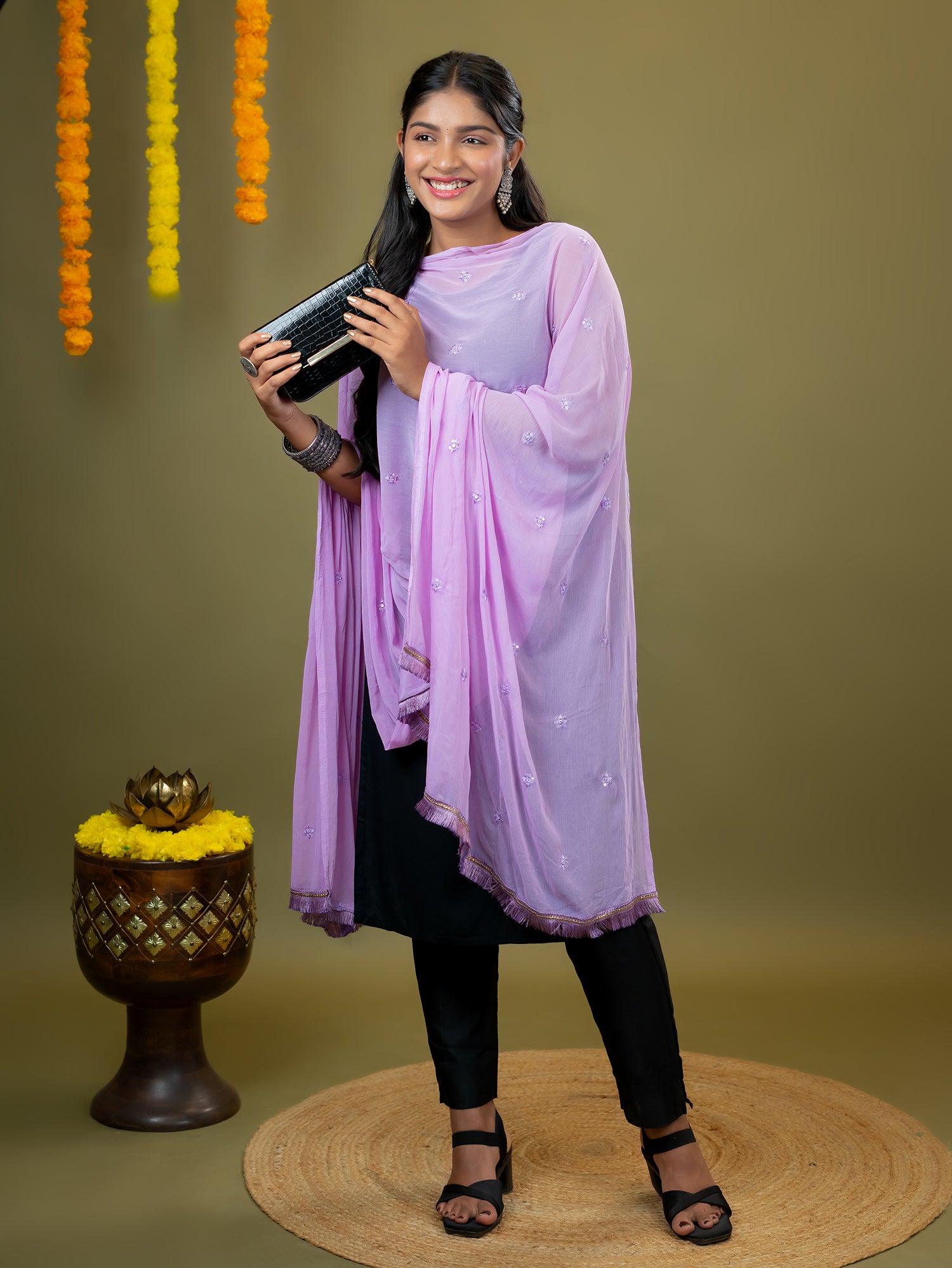 Lavender Chiffon Dupatta