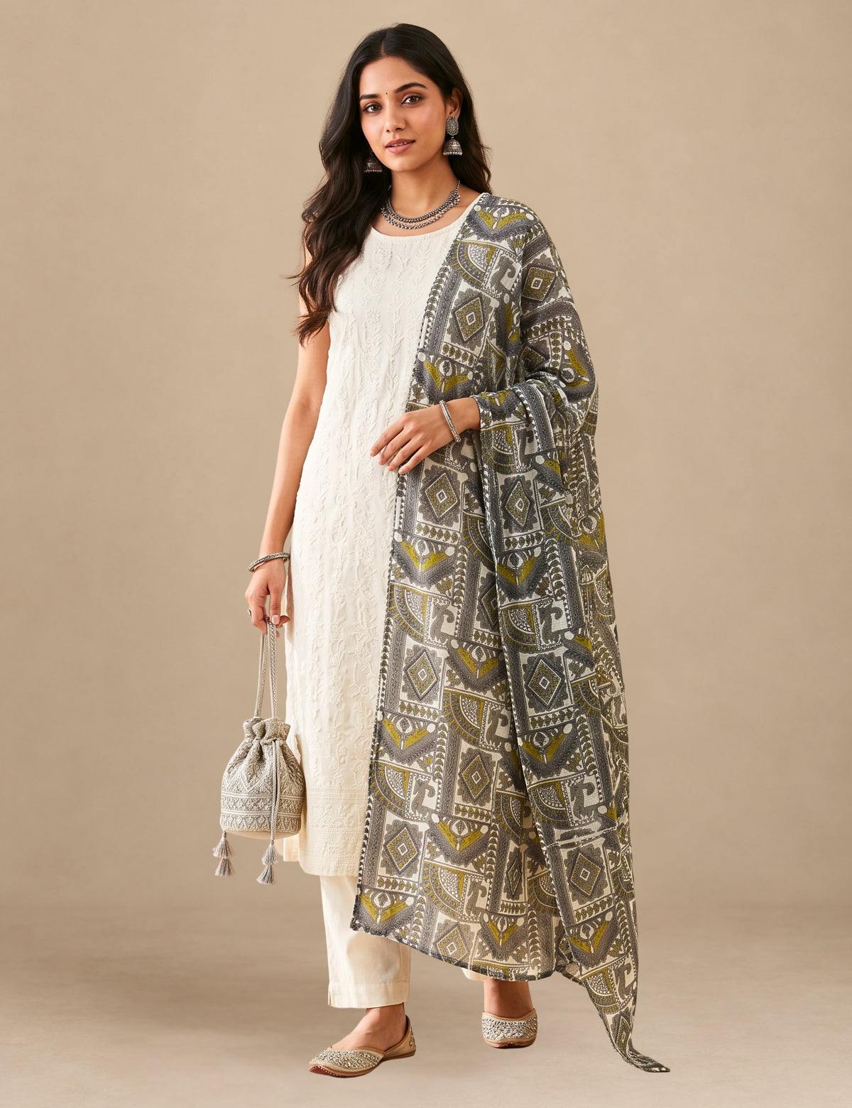 Ethnic Limegreen Cotton Dupatta
