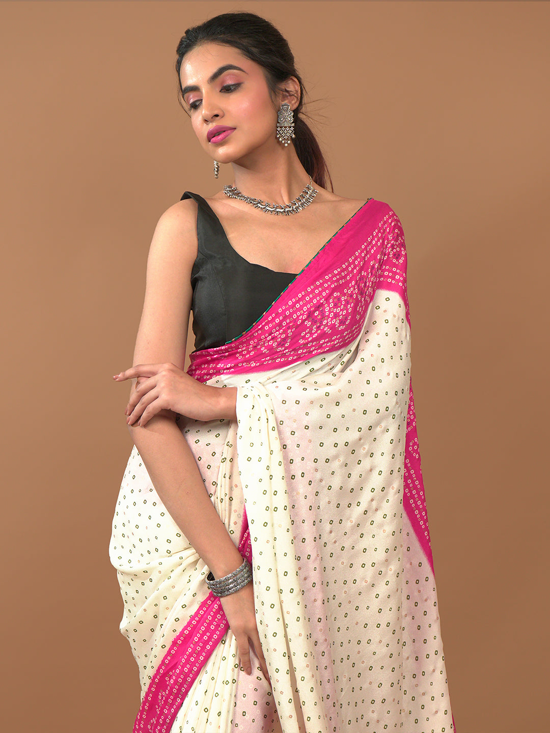 Bandhini Tie & Dye Crepe Saree