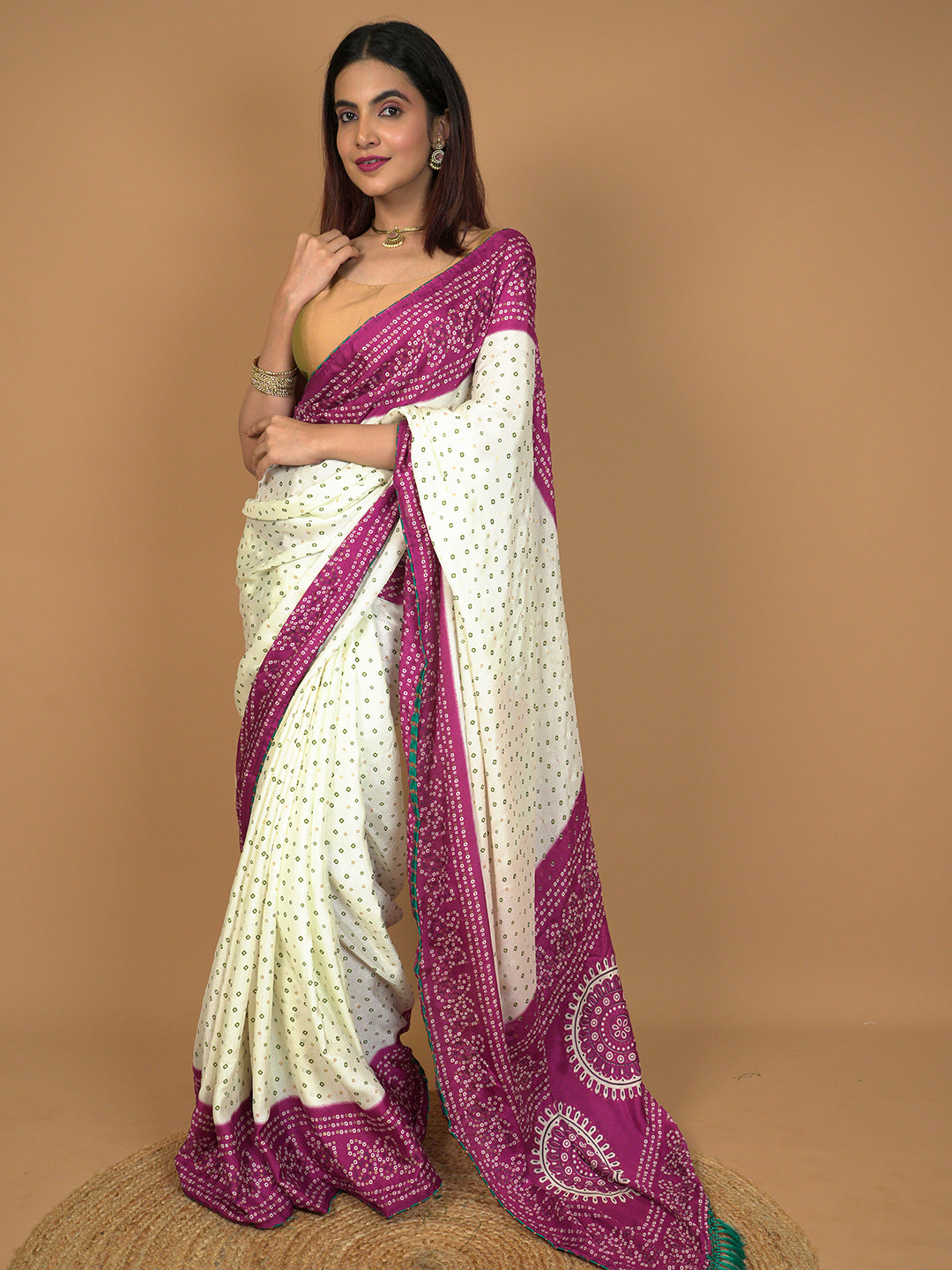 Bandhini Tie & Dye Crepe Saree
