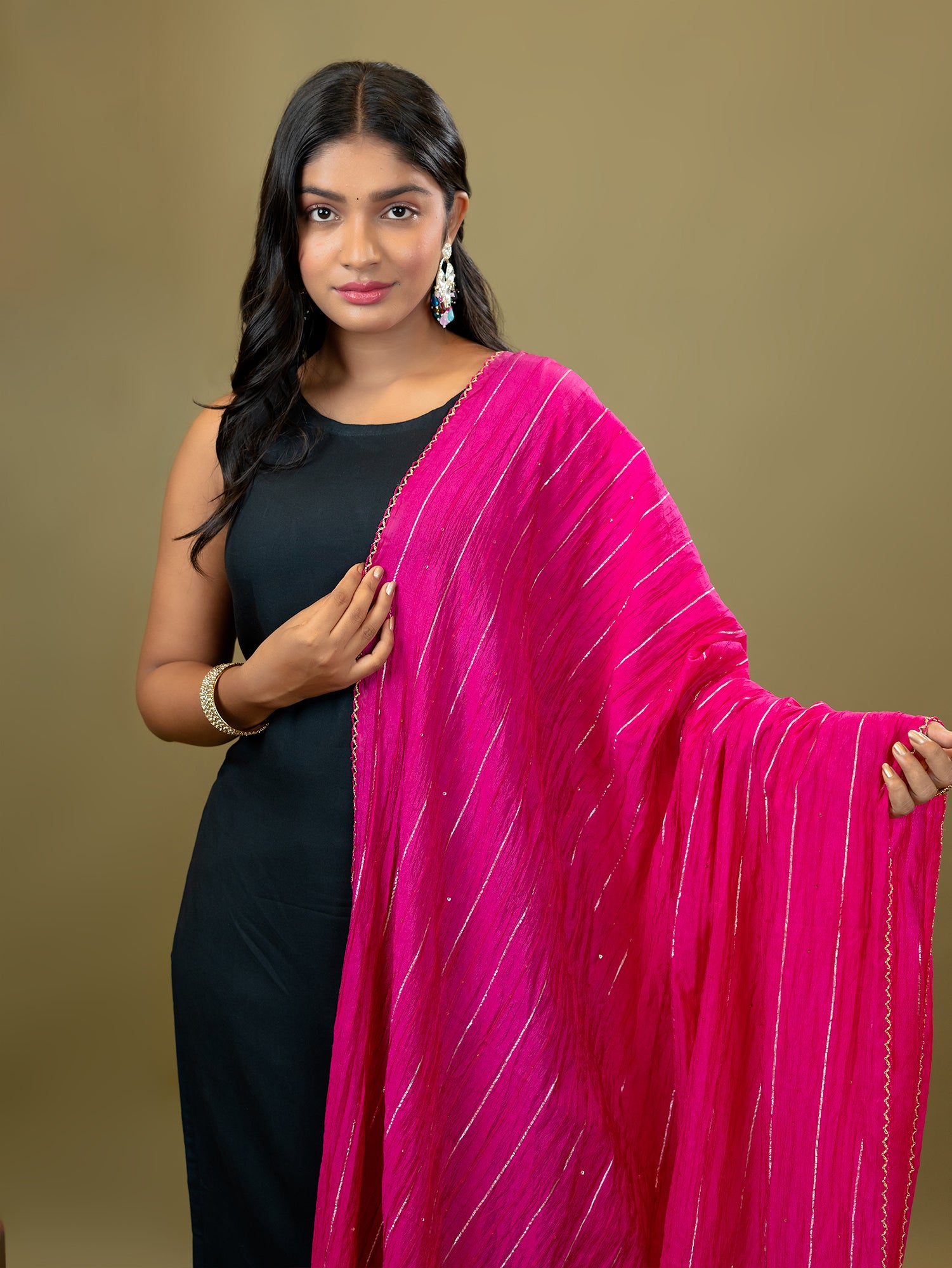 Magenta Stripe Dupatta