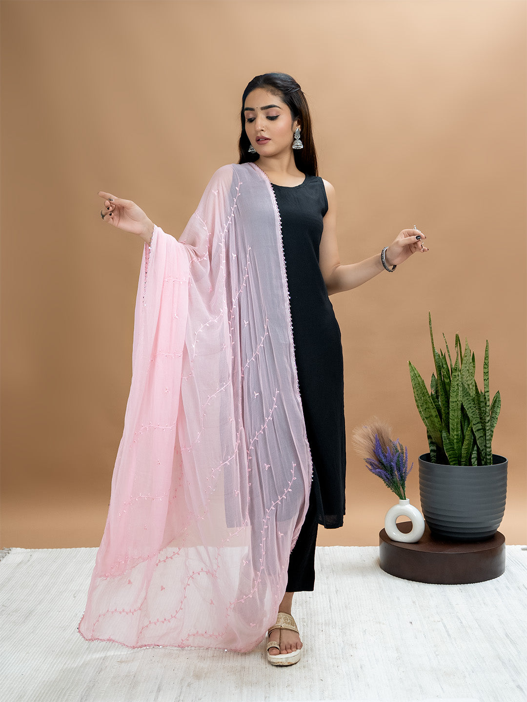 Embroidered Chiffon Dupatta