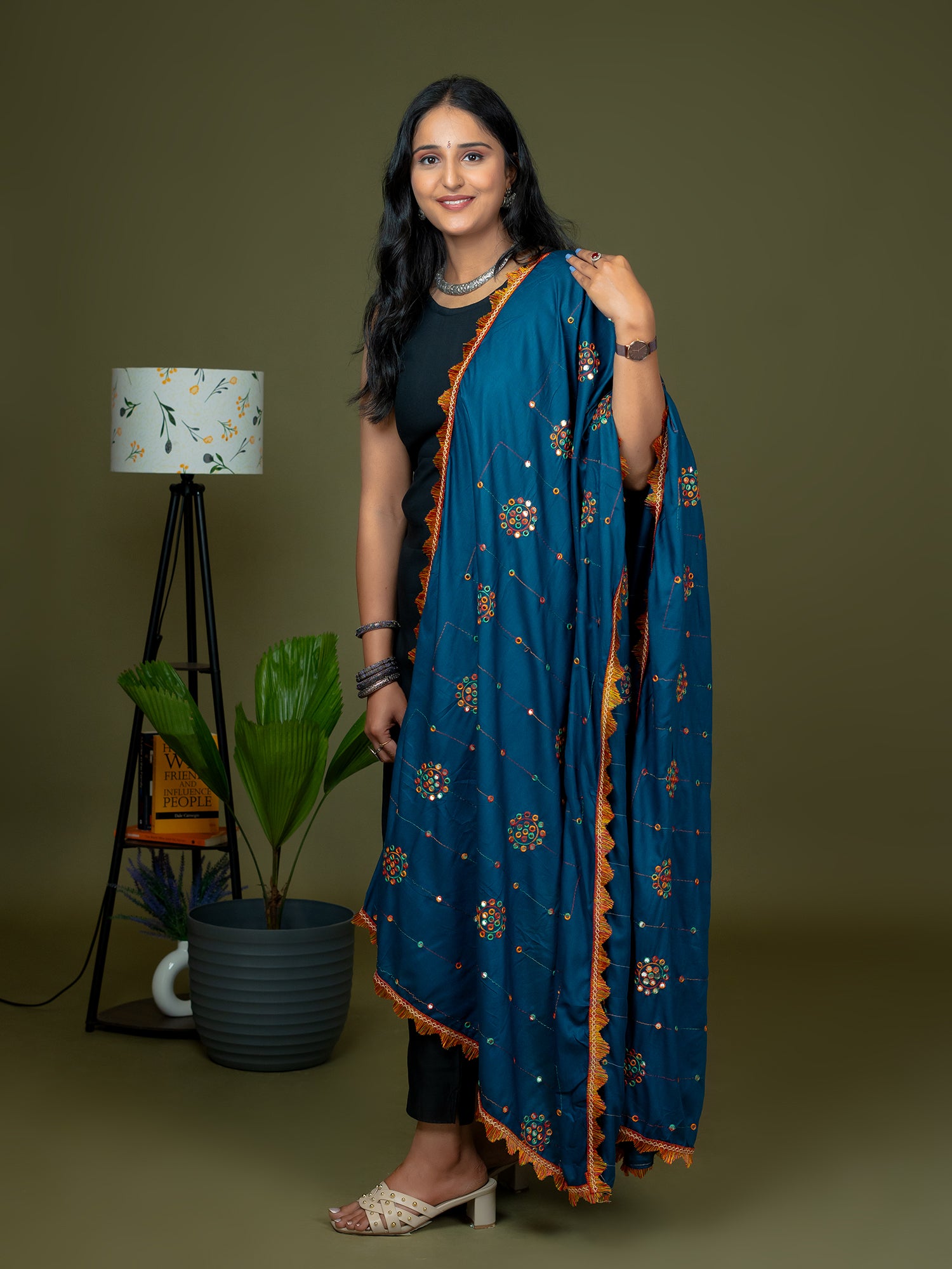 Navy Viscose Rayon Dupatta
