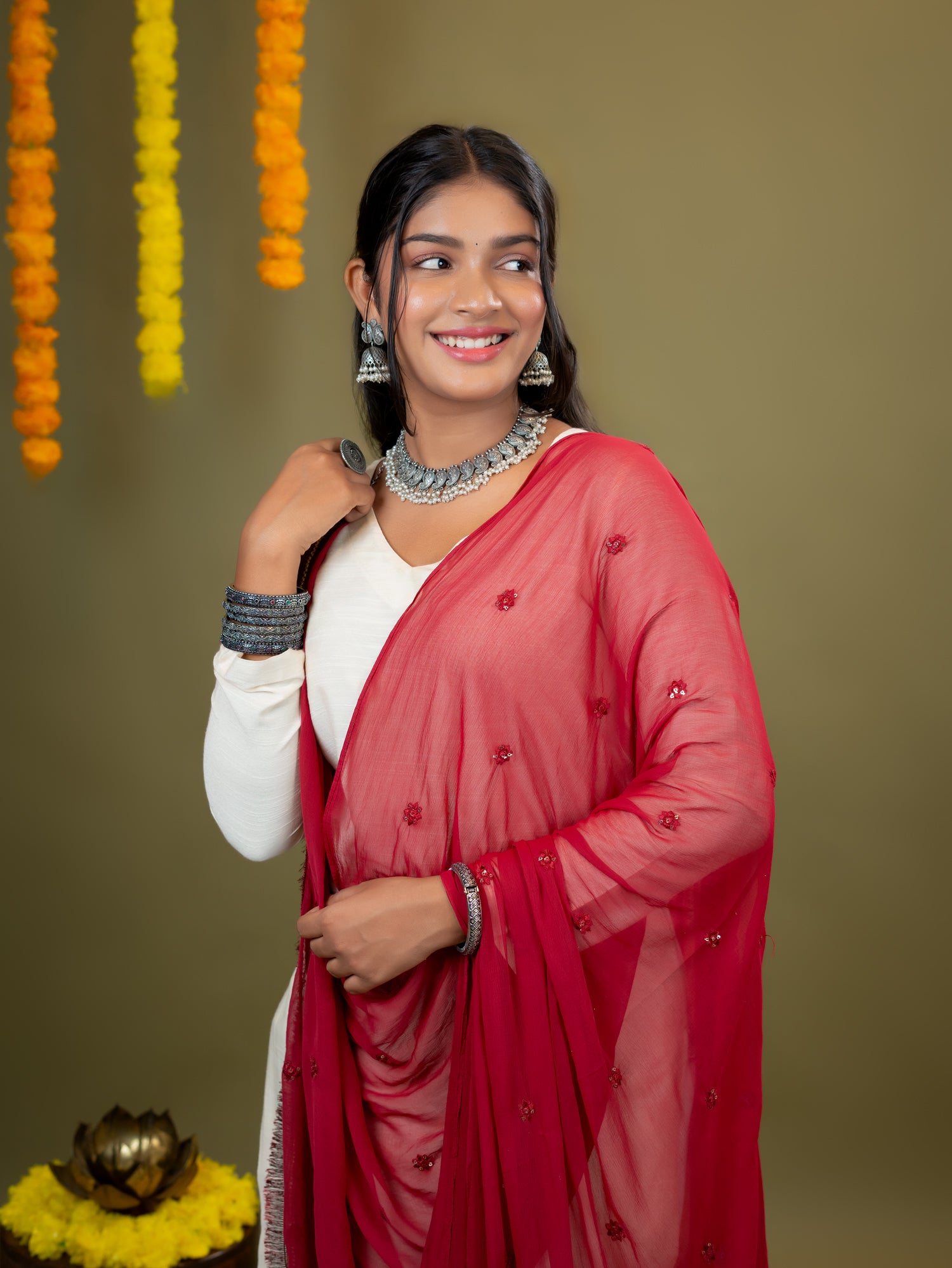 Embroidered Chiffon Dupatta