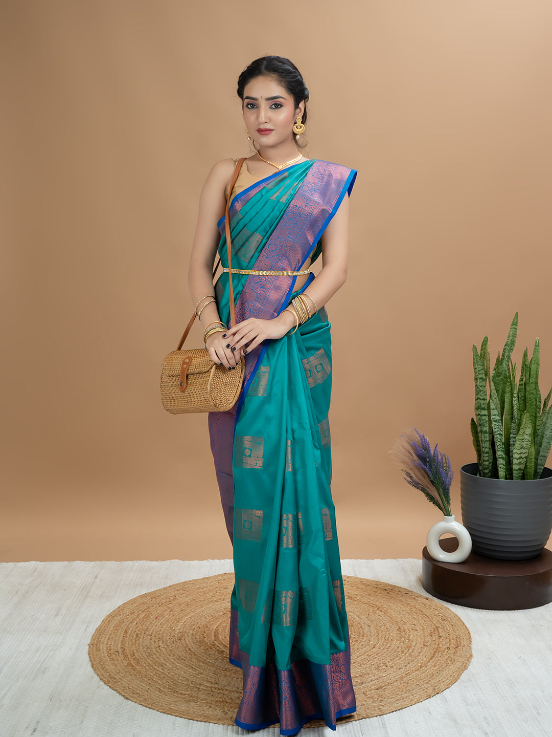 Turquoise South Silk Saree