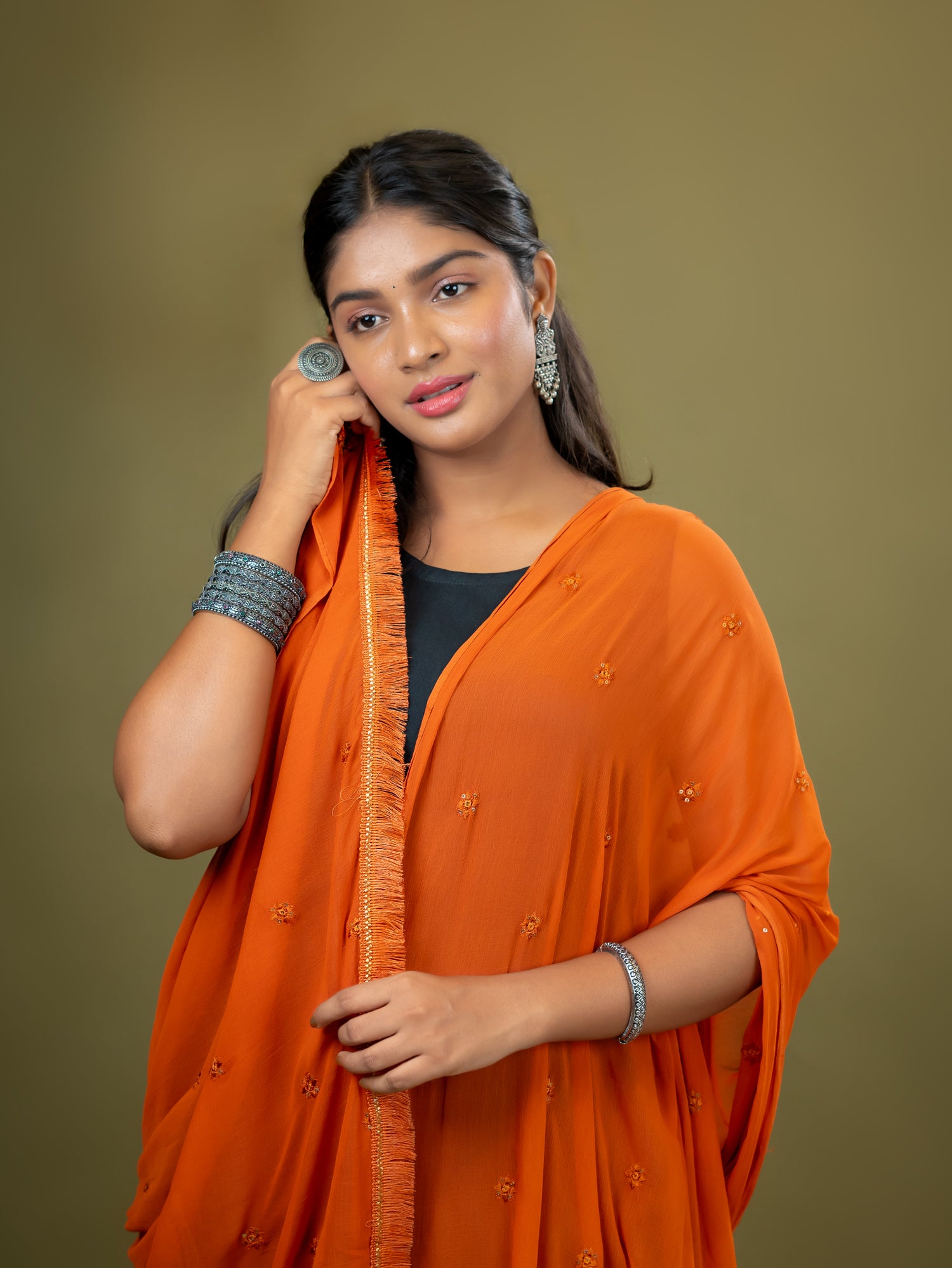 Rust Chiffon Dupatta