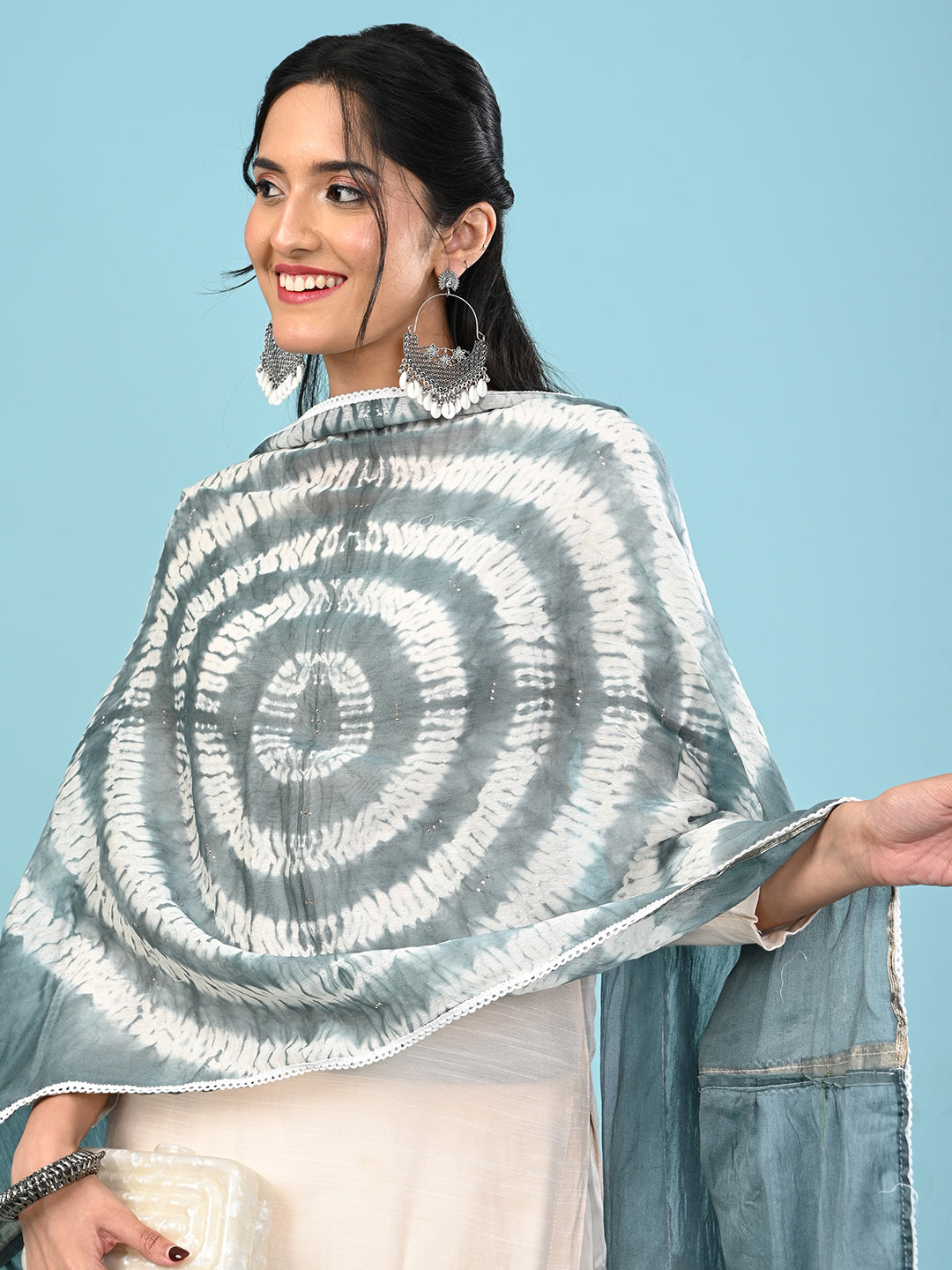 Shibori Chanderi Silk Dupatta