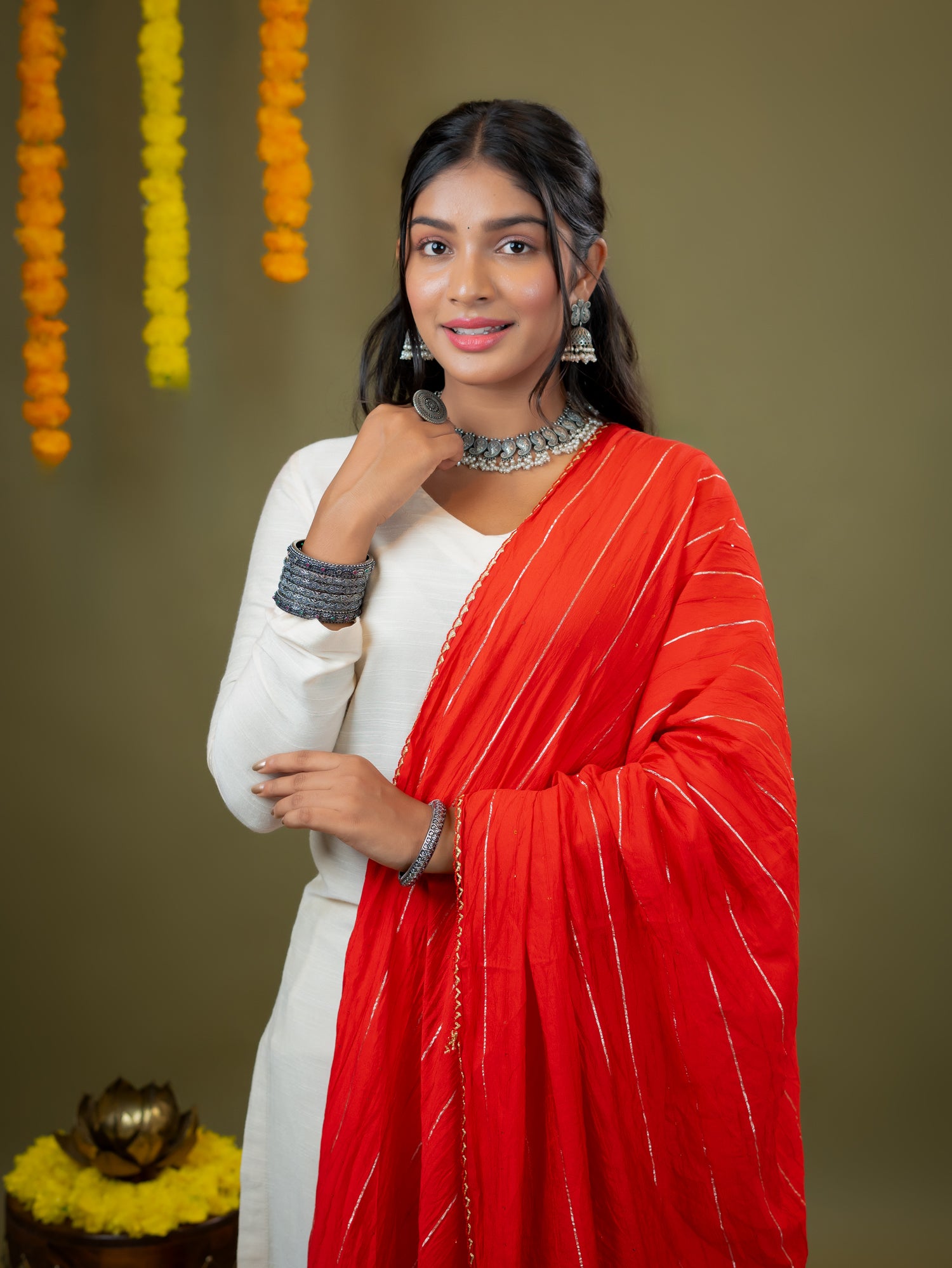 Embroidered Chinon Dupatta