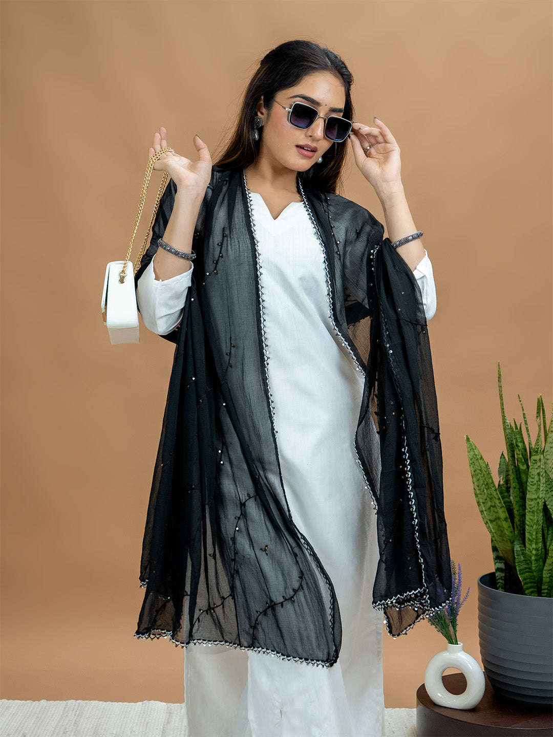 Embroidered Chiffon Dupatta