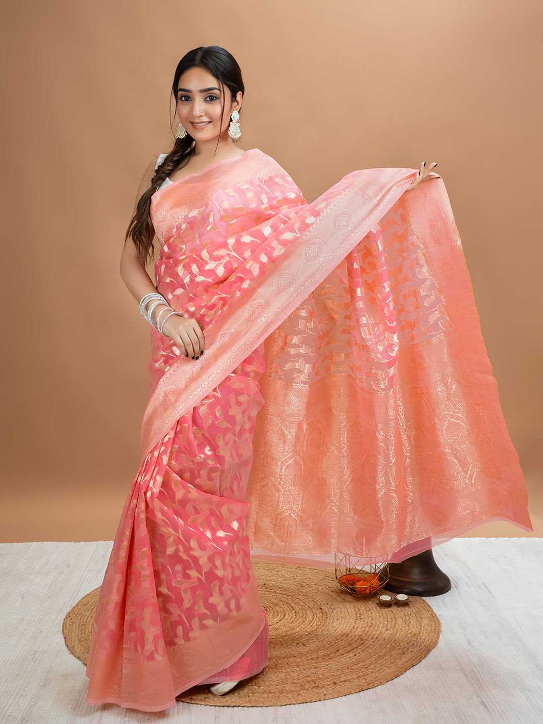 Floral Cotton Linen Saree