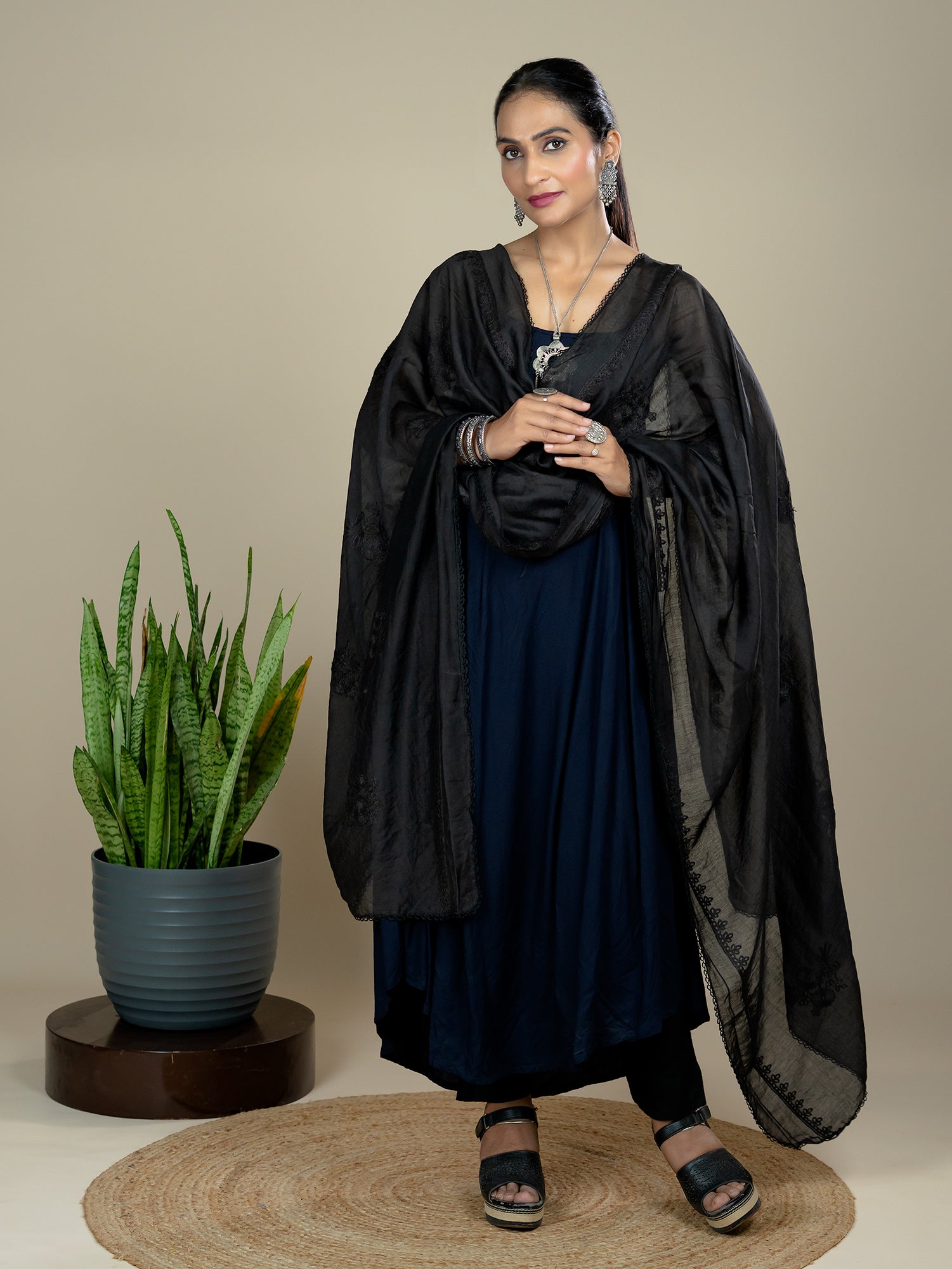 Embroidered Chanderi Dupatta