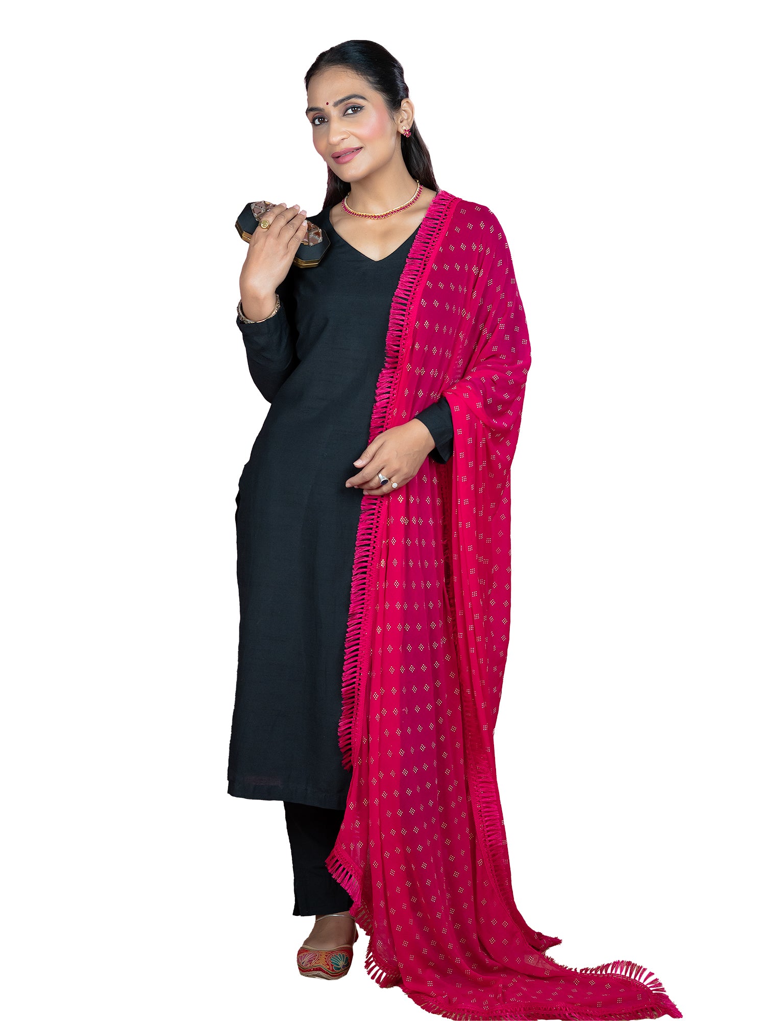 Geometric Chiffon Dew Drops Dupatta