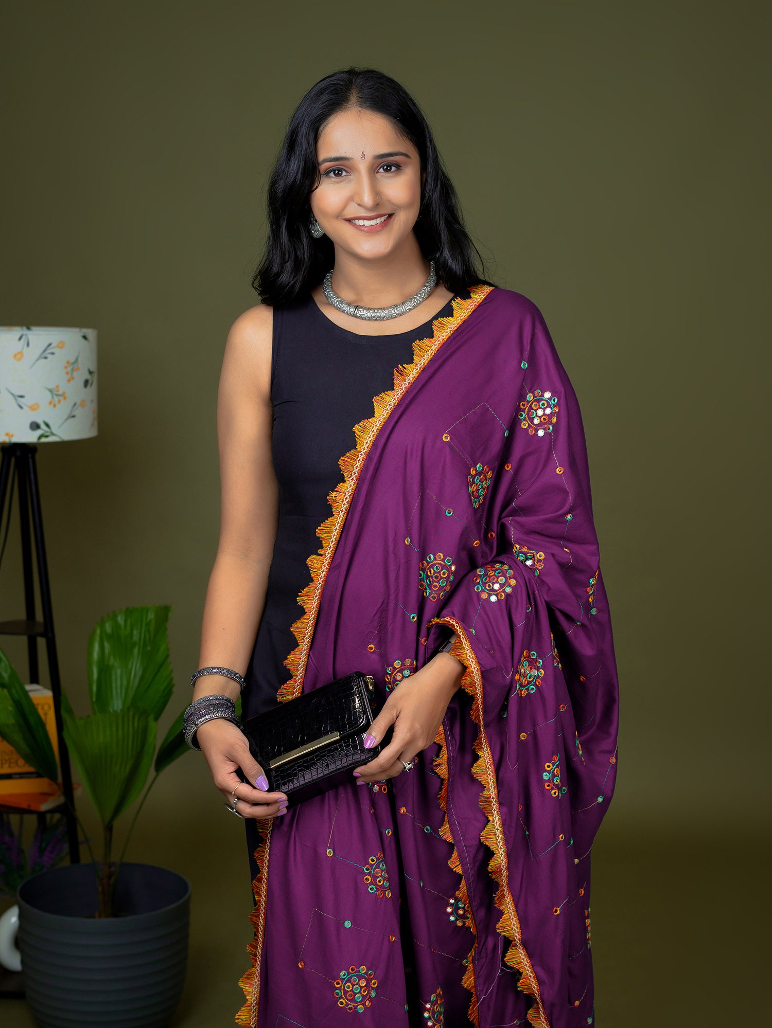 Purple Viscose Rayon Dupatta