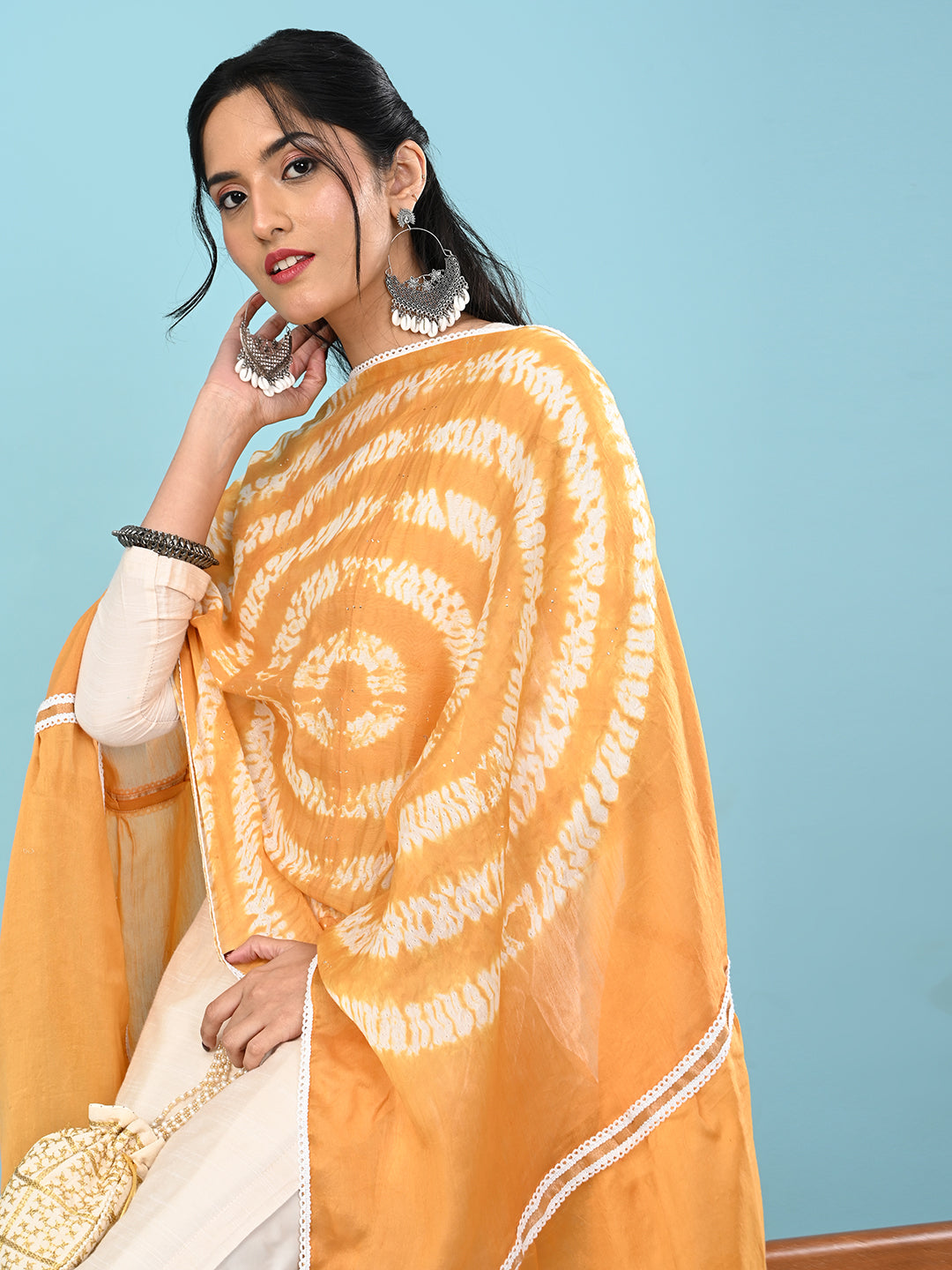 Shibori Chanderi Silk Dupatta