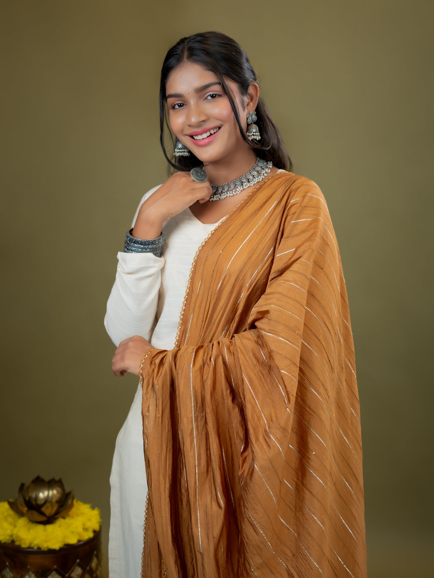 Brown Stripe Dupatta