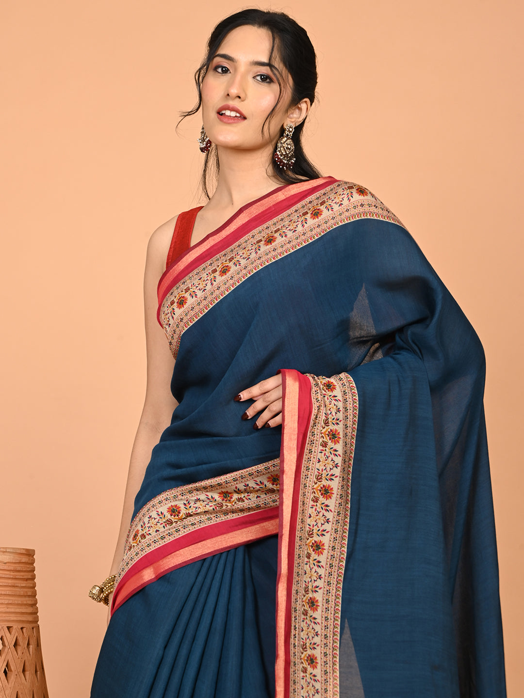 Solid Viscose Cotton Saree