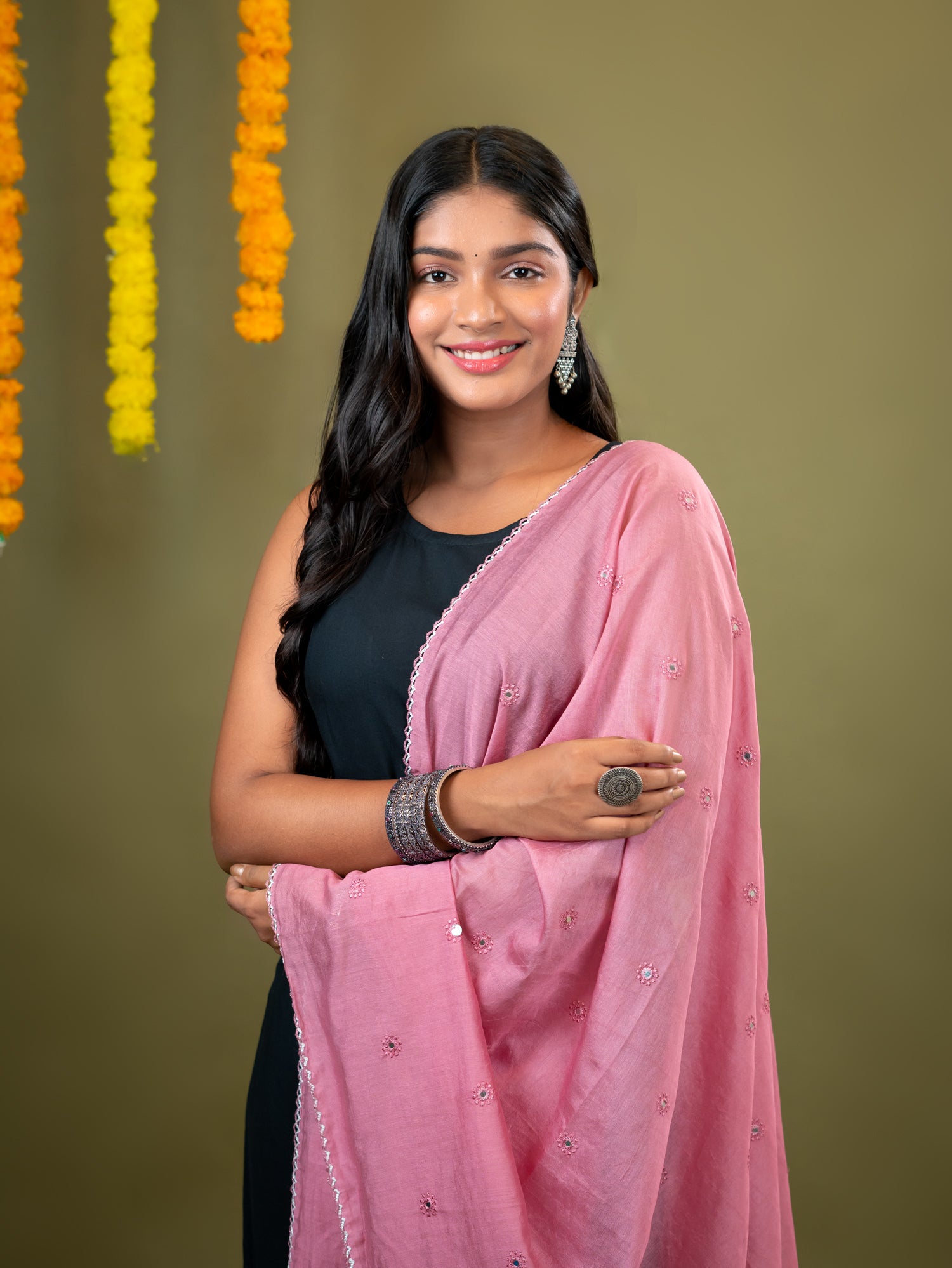 Embroidered Chanderi Dupatta