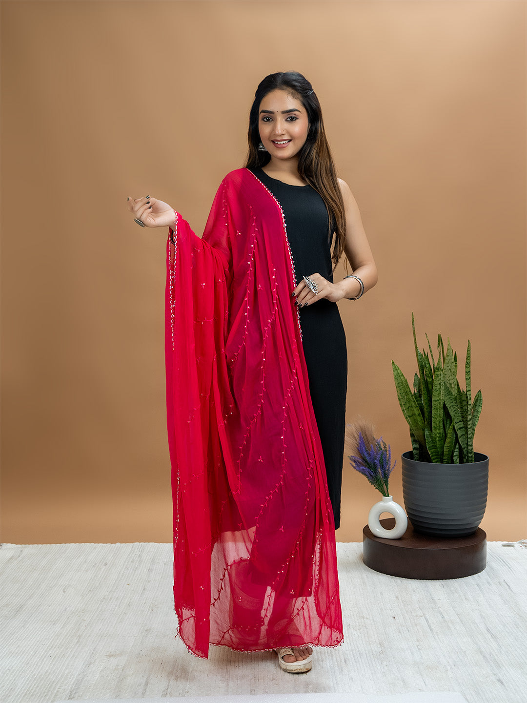 Embroidered Chiffon Dupatta