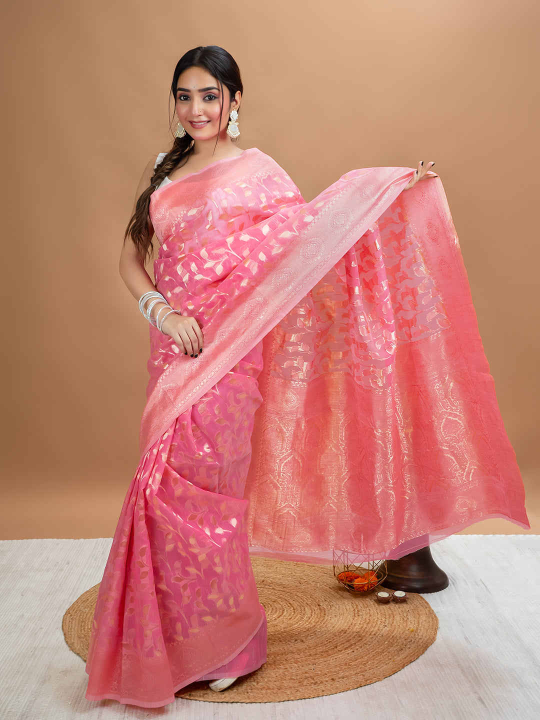 Floral Cotton Linen Saree