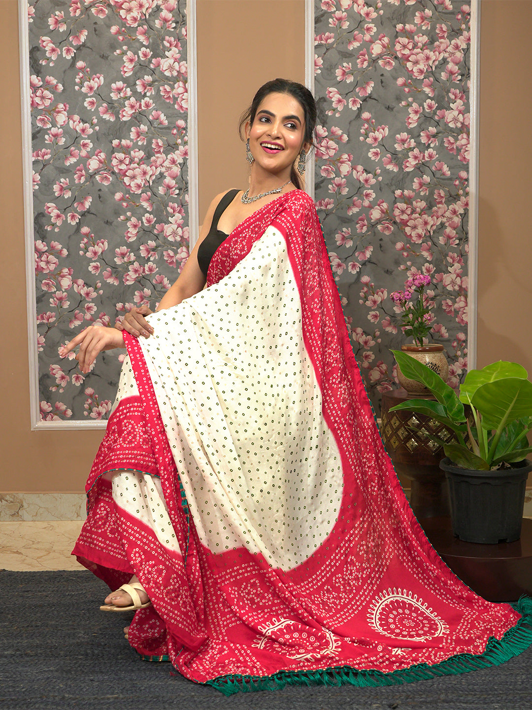 Bandhini Tie & Dye Crepe Saree